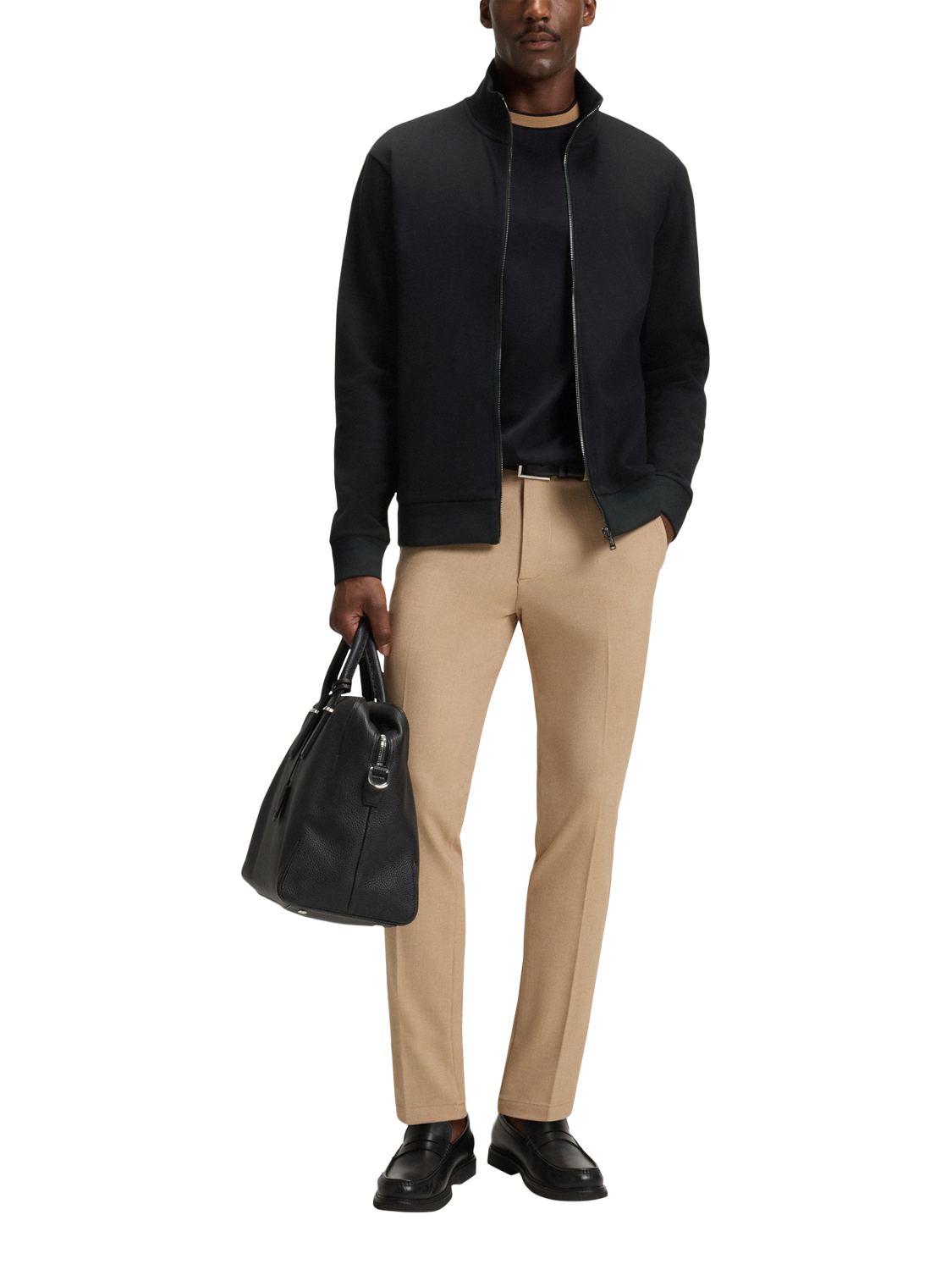 Product image 3 of 5, which shows HUGO BOSS BOSS Shepherd Zip Front Cotton Blend Sweatshirt, Black, 4XL