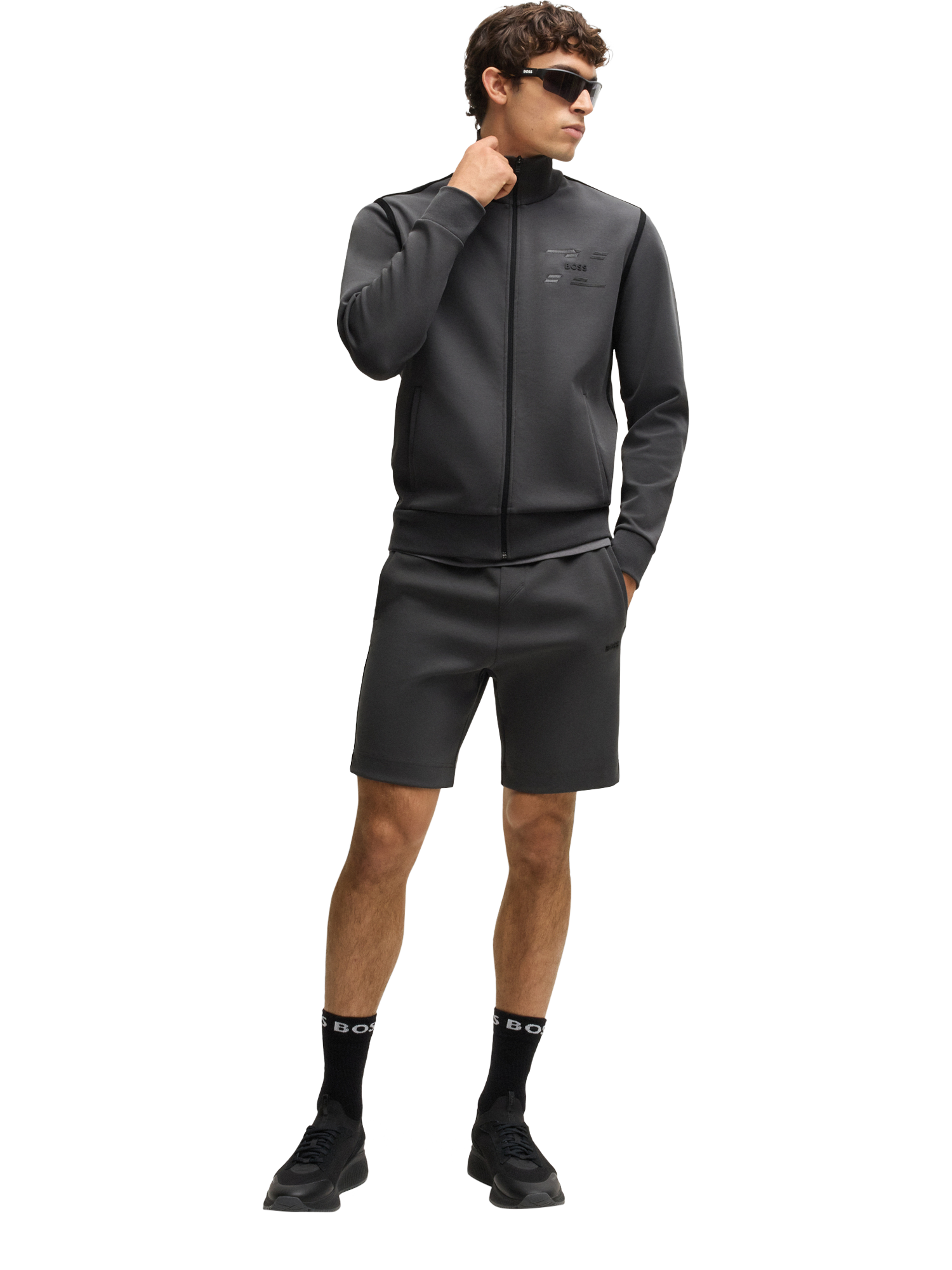 Product image 3 of 5, which shows BOSS Full-Zip Jersey Sweatshirt, Dark Grey, XXL