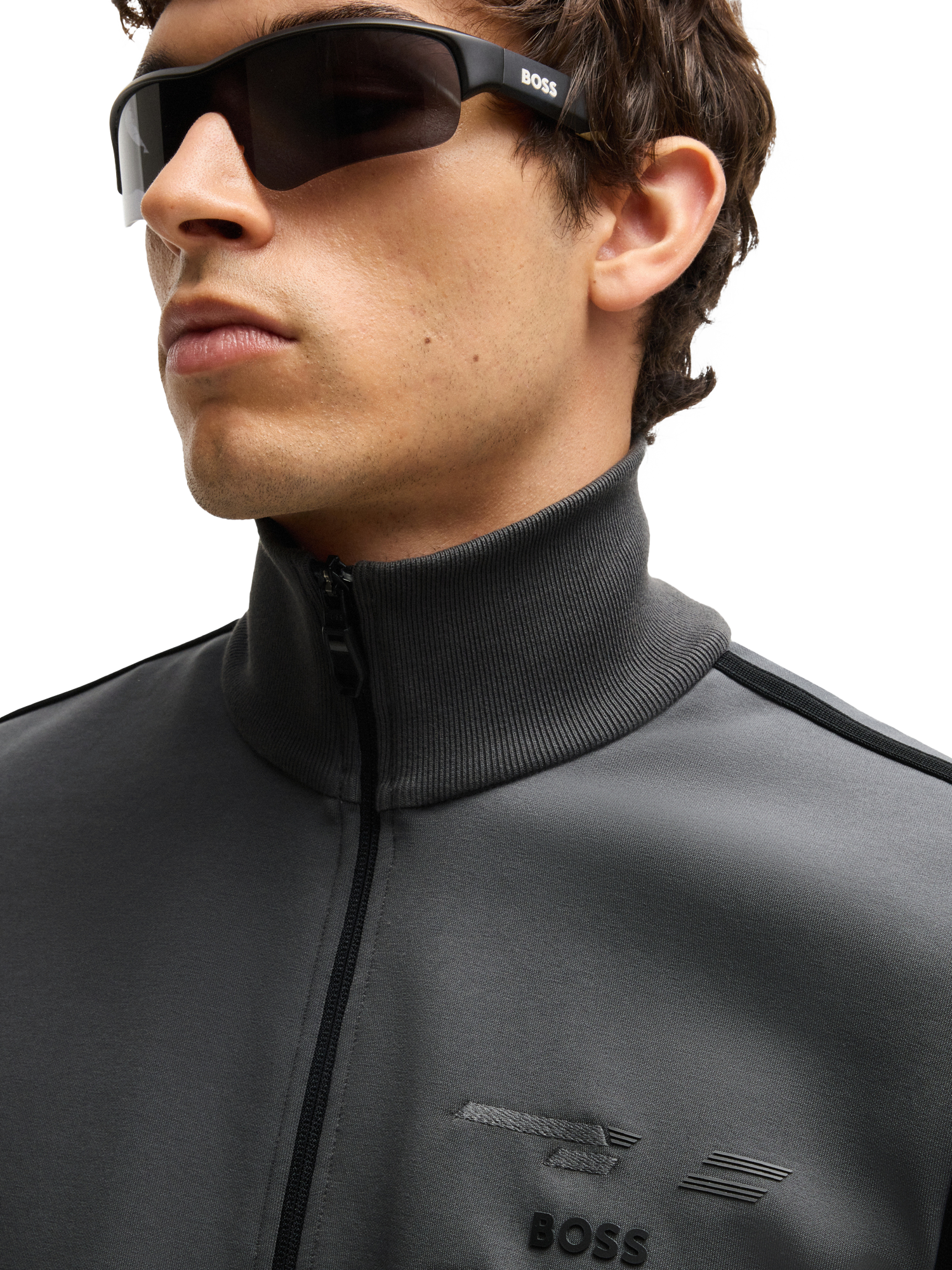 Product image 5 of 5, which shows BOSS Full-Zip Jersey Sweatshirt, Dark Grey, XXL