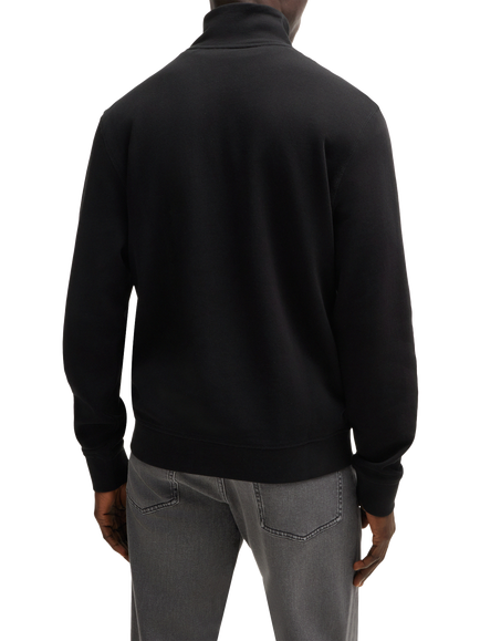 BOSS Cotton Zip-Neck Sweatshirt - view 2, Black