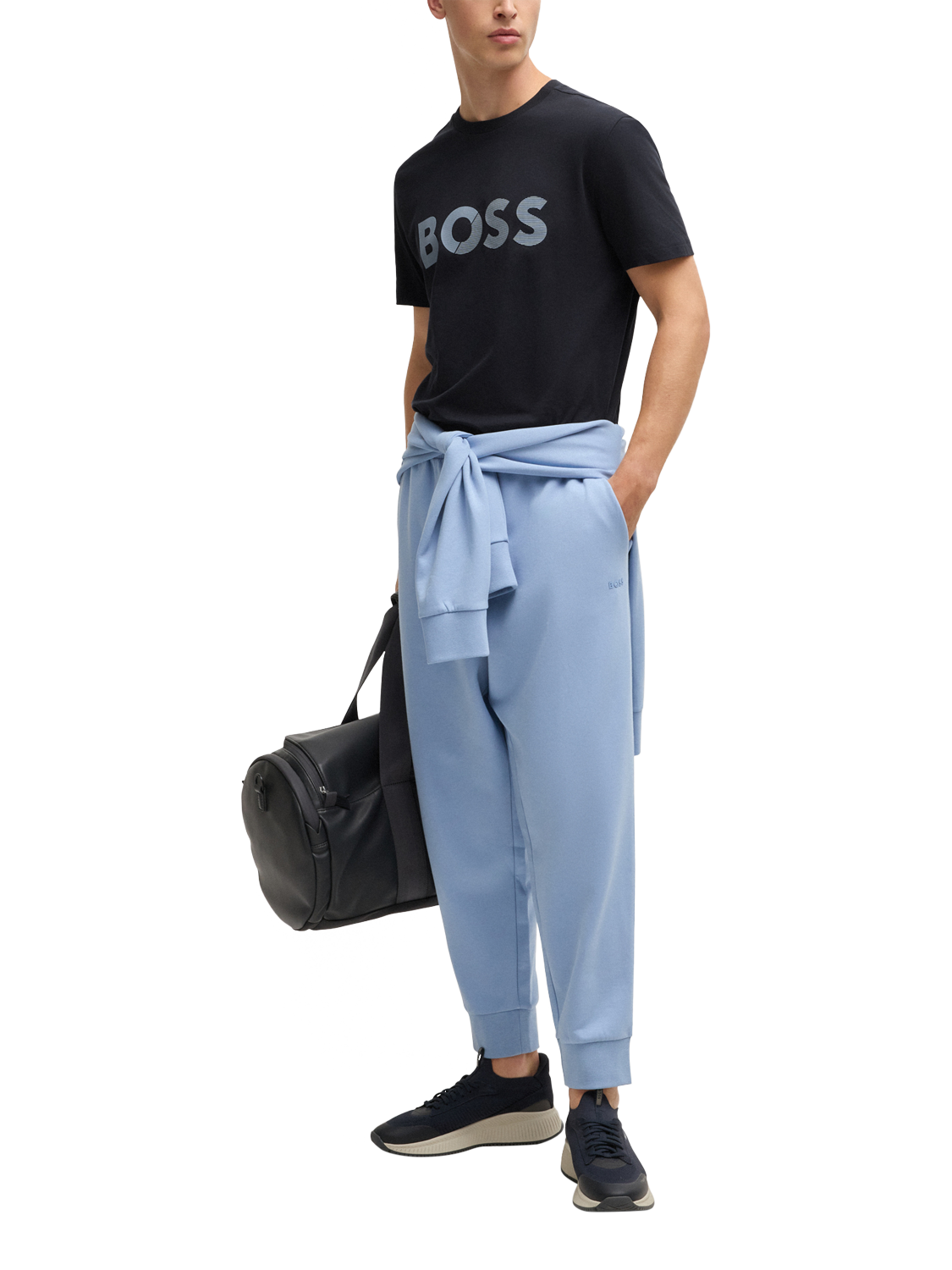 Product image 3 of 5, which shows BOSS Cotton Regular Fit Short Sleeve Logo T-Shirt, Dark Blue, M