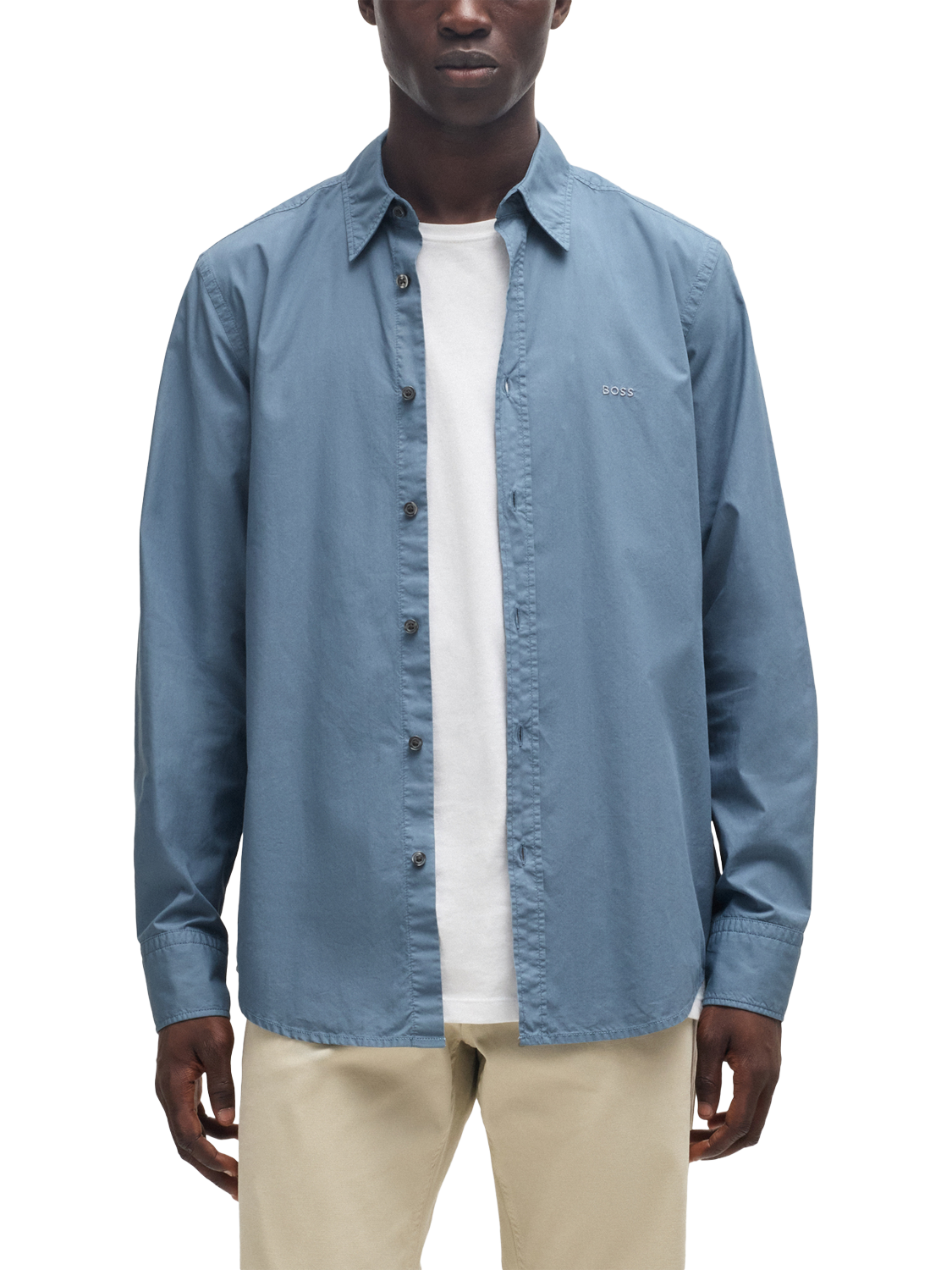 BOSS Cotton Regular Fit Shirt, Light Blue