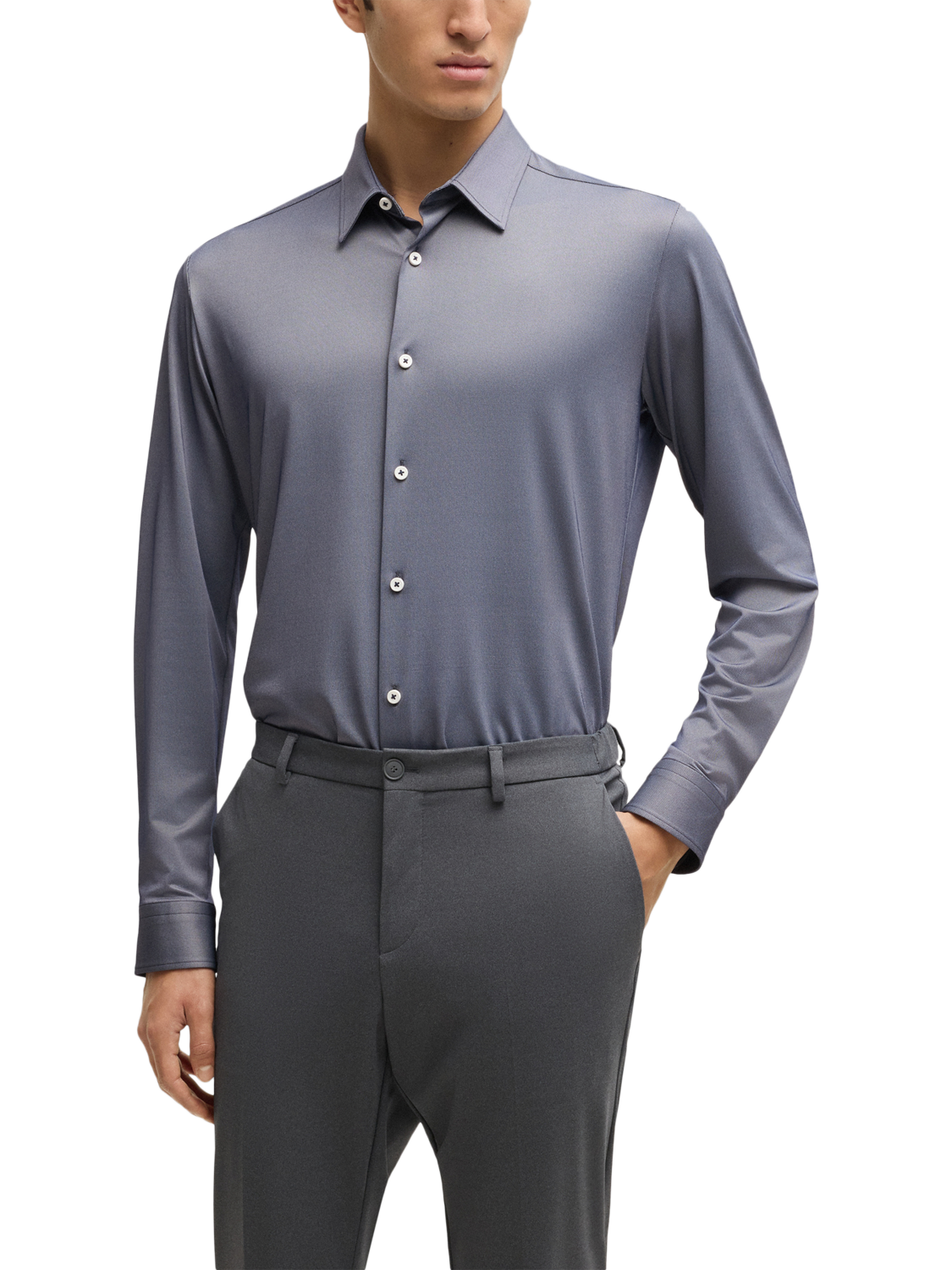 Product image 1 of 6, which shows BOSS Slim Fit Shirt, Dark Blue, S