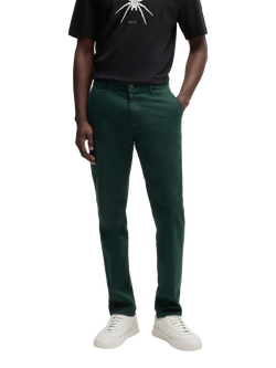 BOSS Cotton Blend Slim Fit Chinos, Dark Green, Dark Green