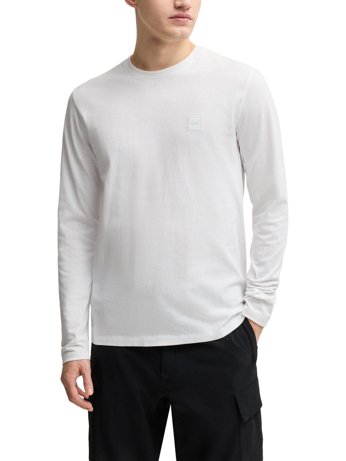 Product image 1 of 5, which shows HUGO BOSS BOSS Long Sleeve T-Shirt, White, S