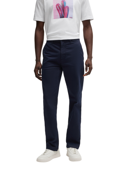 BOSS Regular Fit Cotton Blend Chinos, Dark Blue, Dark Blue