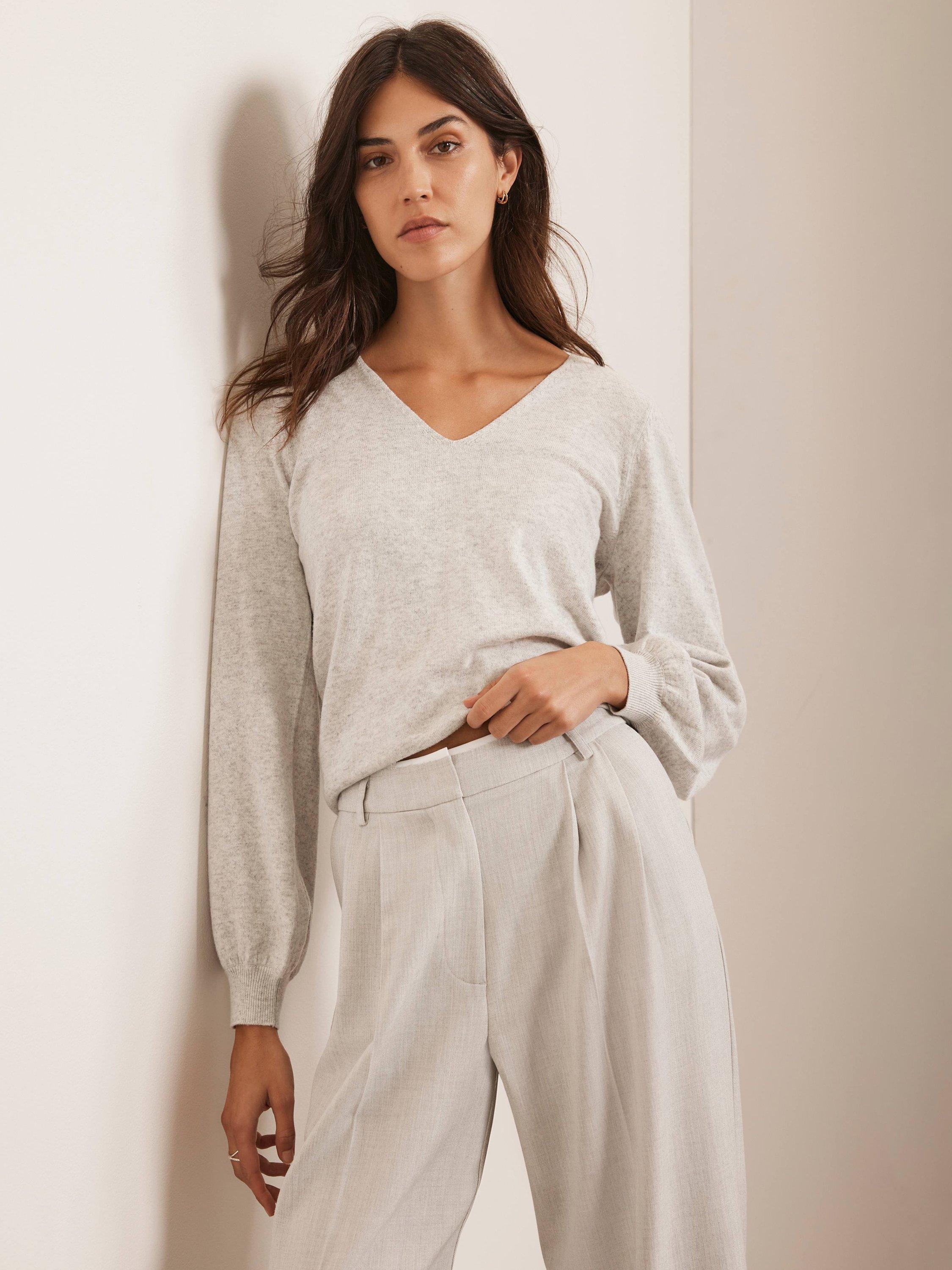 Mint Velvet Wool Blend V-Neck Jumper, Grey