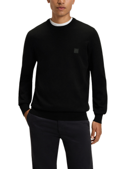 HUGO BOSS BOSS Kanovano Crew Neck Cotton Cashmere Blend Jumper, Black