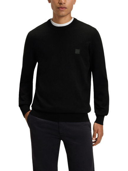 HUGO BOSS BOSS Kanovano Crew Neck Cotton Cashmere Blend Jumper, Black