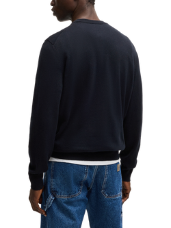 HUGO BOSS BOSS Kanovano Crew Neck Cotton Cashmere Blend Jumper - view 2, Dark Blue