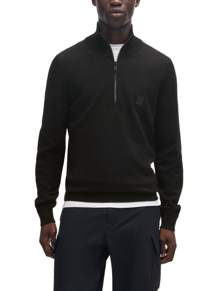 BOSS Cotton & Cashmere Blend Jumper, Black