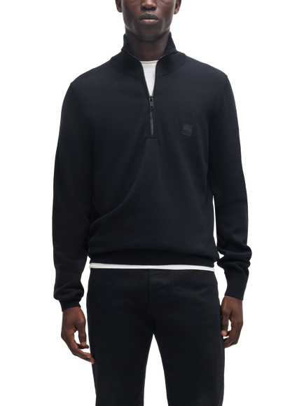 BOSS Cotton & Cashmere Blend Jumper, Dark Blue