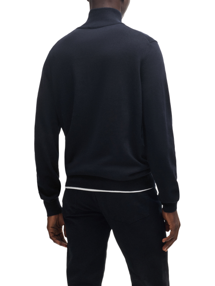 BOSS Cotton & Cashmere Blend Jumper - view 2, Dark Blue