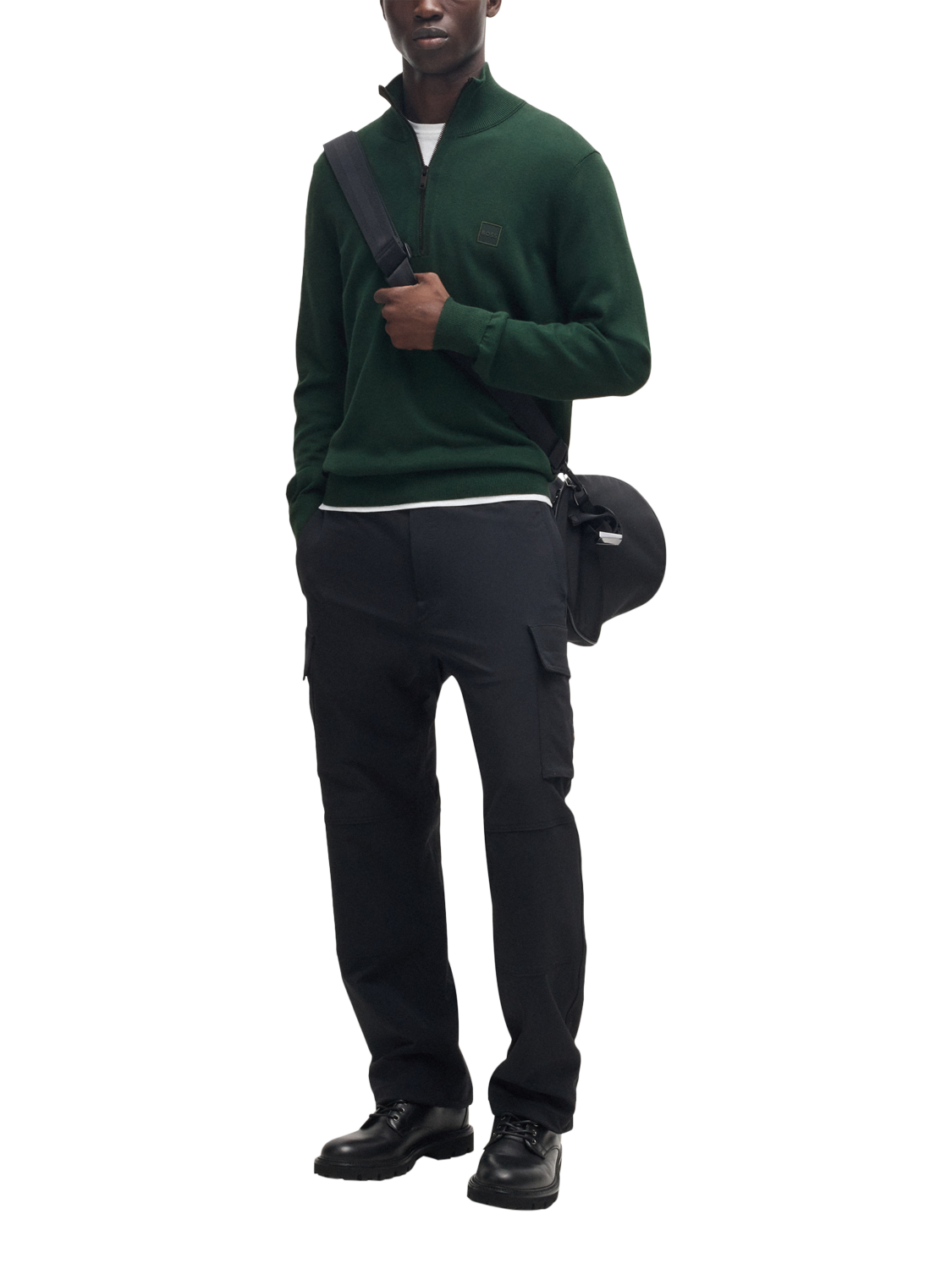 Product image 3 of 5, which shows BOSS Cotton& Cashmere Blend Sweatshirt, Open Green, L