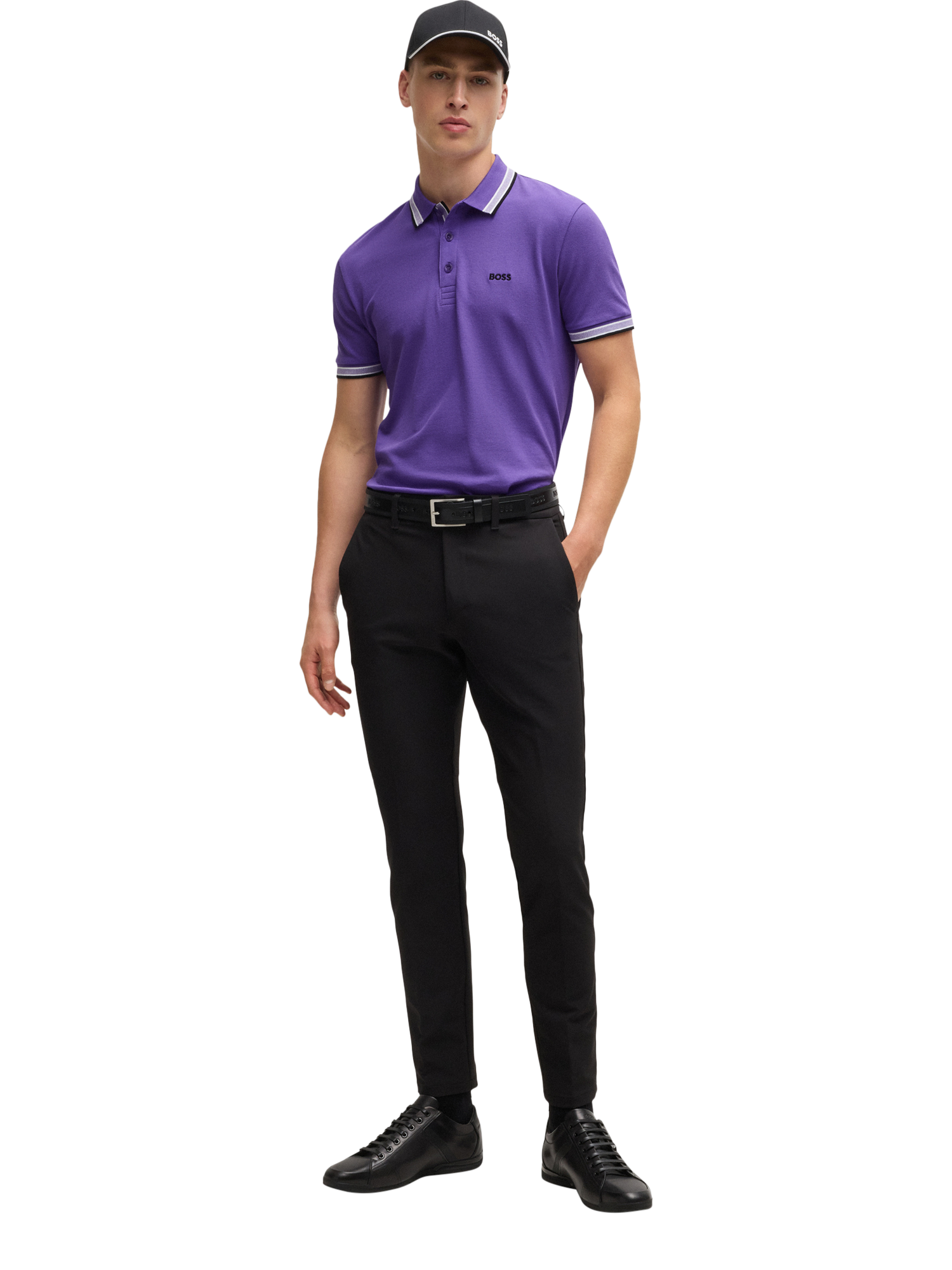 Product image 3 of 5, which shows BOSS Paddy Logo Pique Polo Shirt, Purple, 4XL