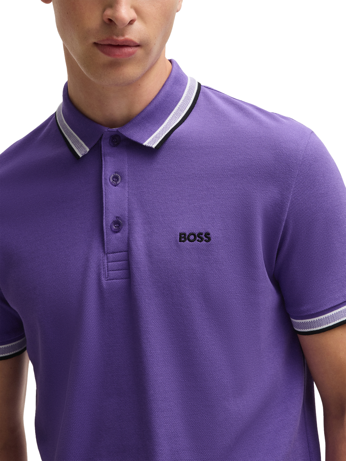 Product image 5 of 5, which shows BOSS Paddy Logo Pique Polo Shirt, Purple, 4XL