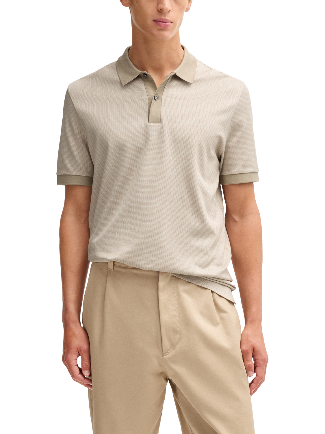 Product image 1 of 5, which shows HUGO BOSS BOSS Cotton Polo Shirt, Light Beige, M