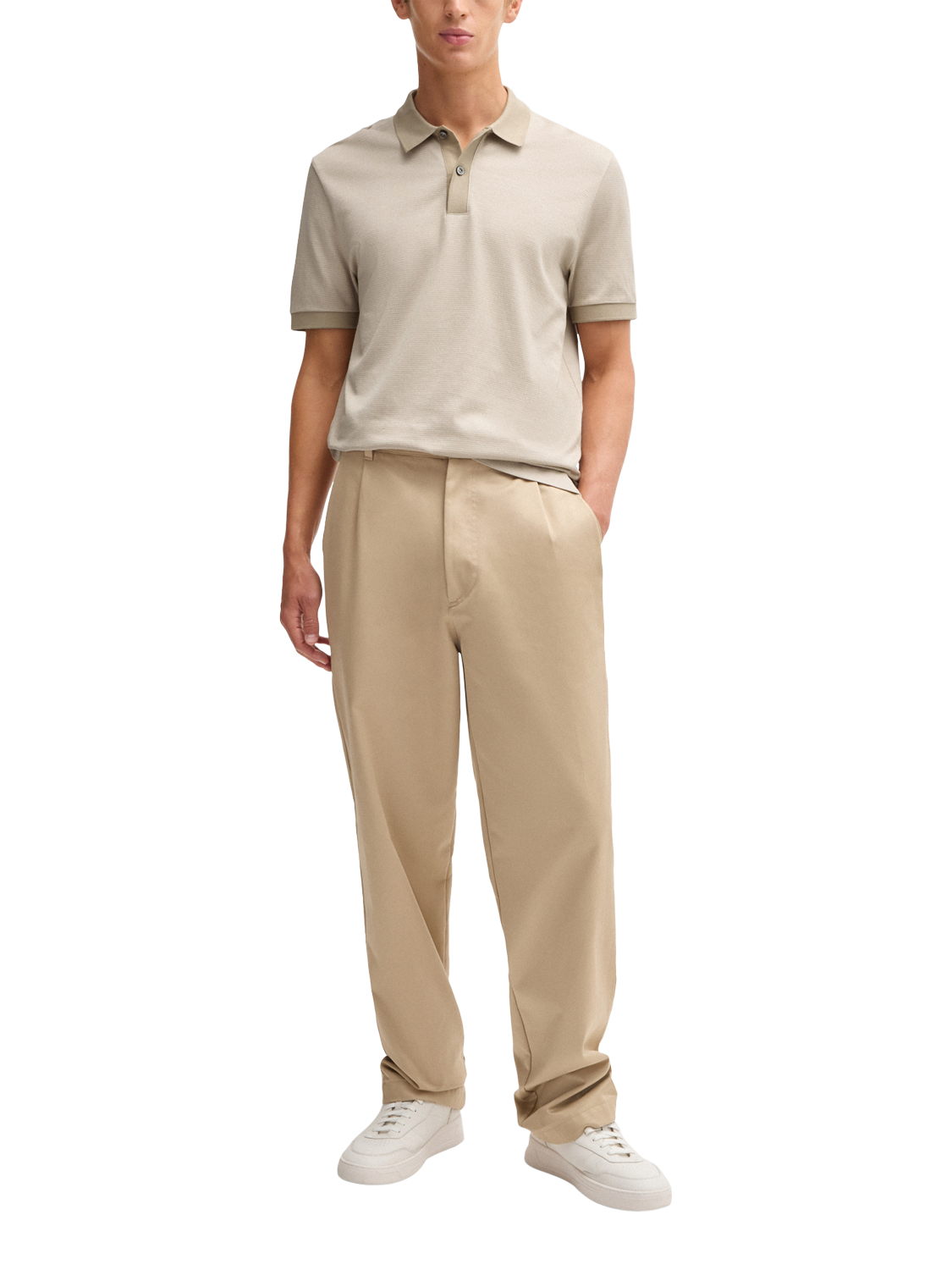 Product image 3 of 5, which shows HUGO BOSS BOSS Cotton Polo Shirt, Light Beige, M