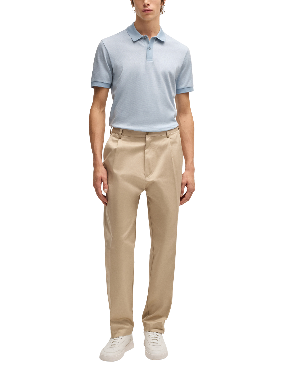Product image 3 of 5, which shows HUGO BOSS BOSS Cotton Polo Shirt, Light Blue, S
