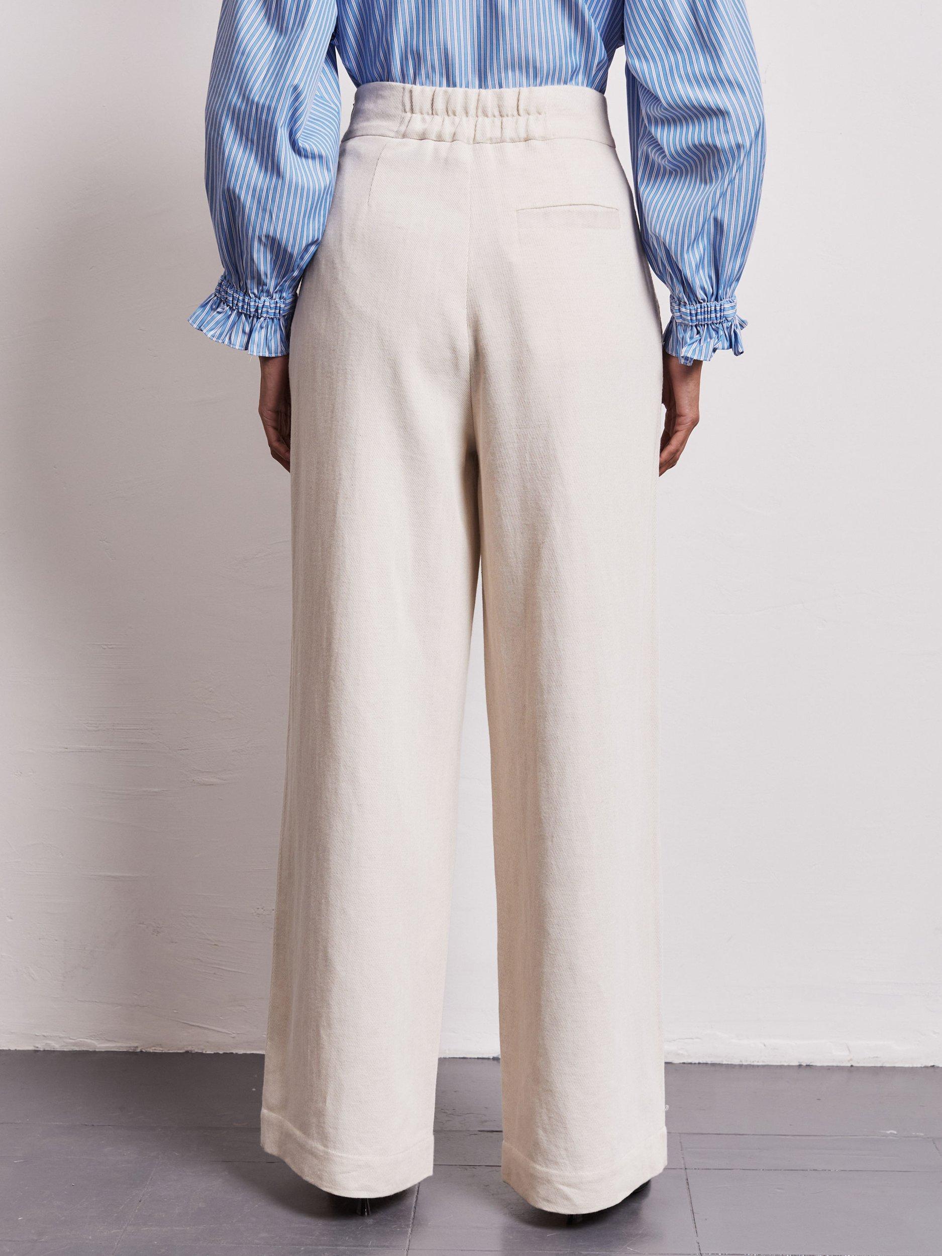 Product image 3 of 4, which shows VIVERE Nellie High Waist Palazzo Trousers, White, 8