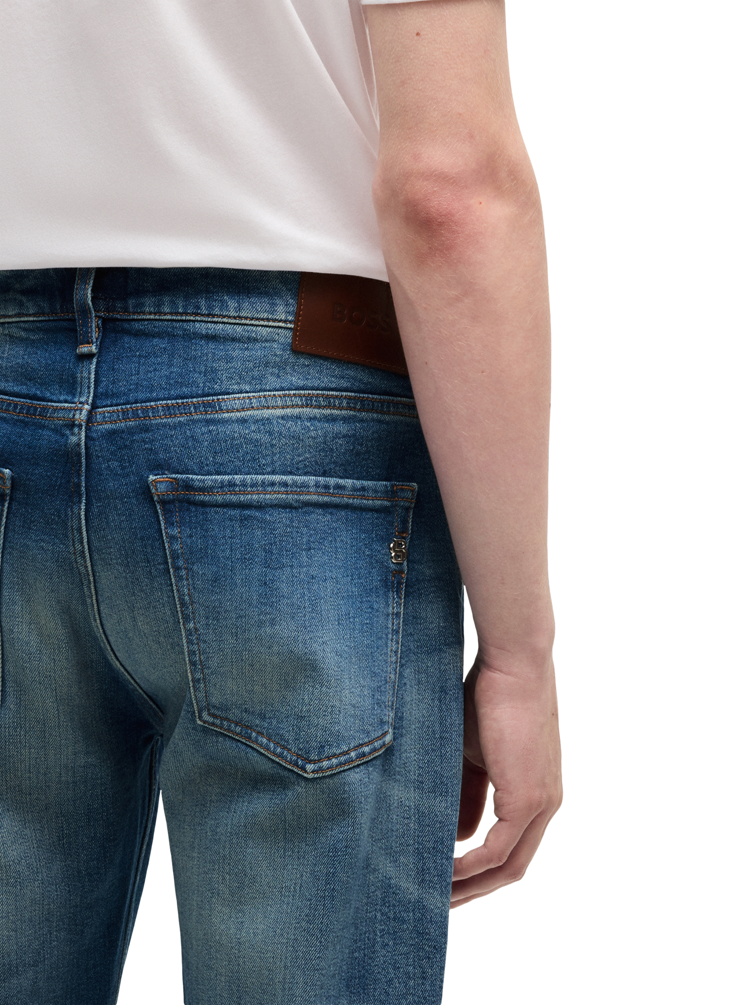 Product image 5 of 6, which shows BOSS Slim Fit Jeans, Blue Mid, 33S