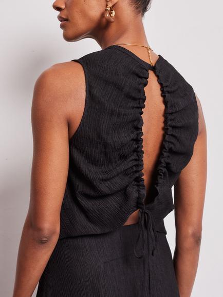 VIVERE Alma Open Back Crop Top, Black - view 2, Black
