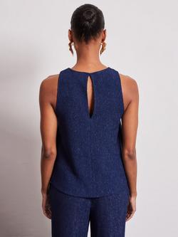 VIVERE Matilda Crinkle Sleeveless Top, Navy - view 2, Navy