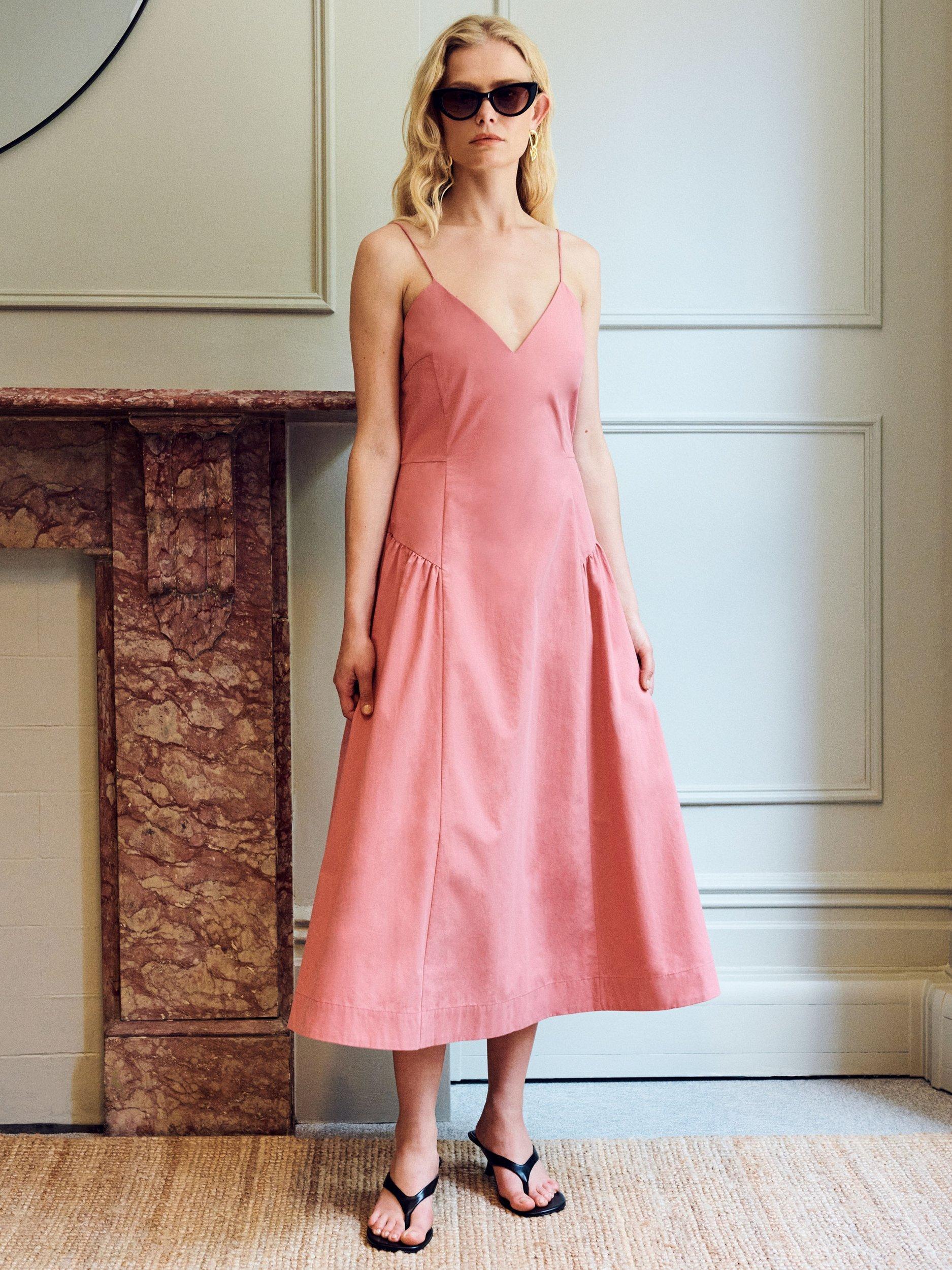 Product image 1 of 5, which shows VIVERE Mabel Seamed Sun Dress, Rose, 8