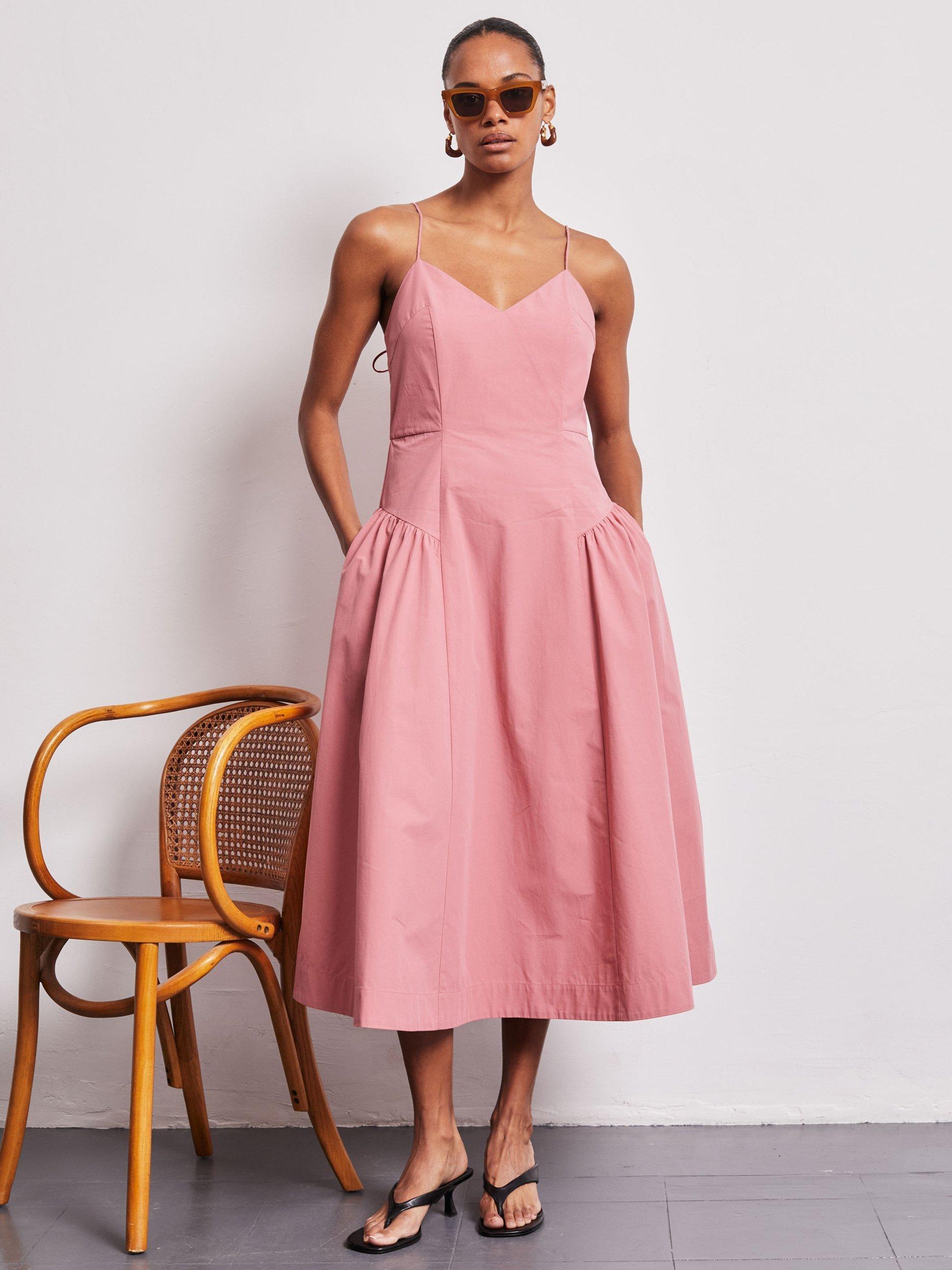 Product image 2 of 5, which shows VIVERE Mabel Seamed Sun Dress, Rose, 8