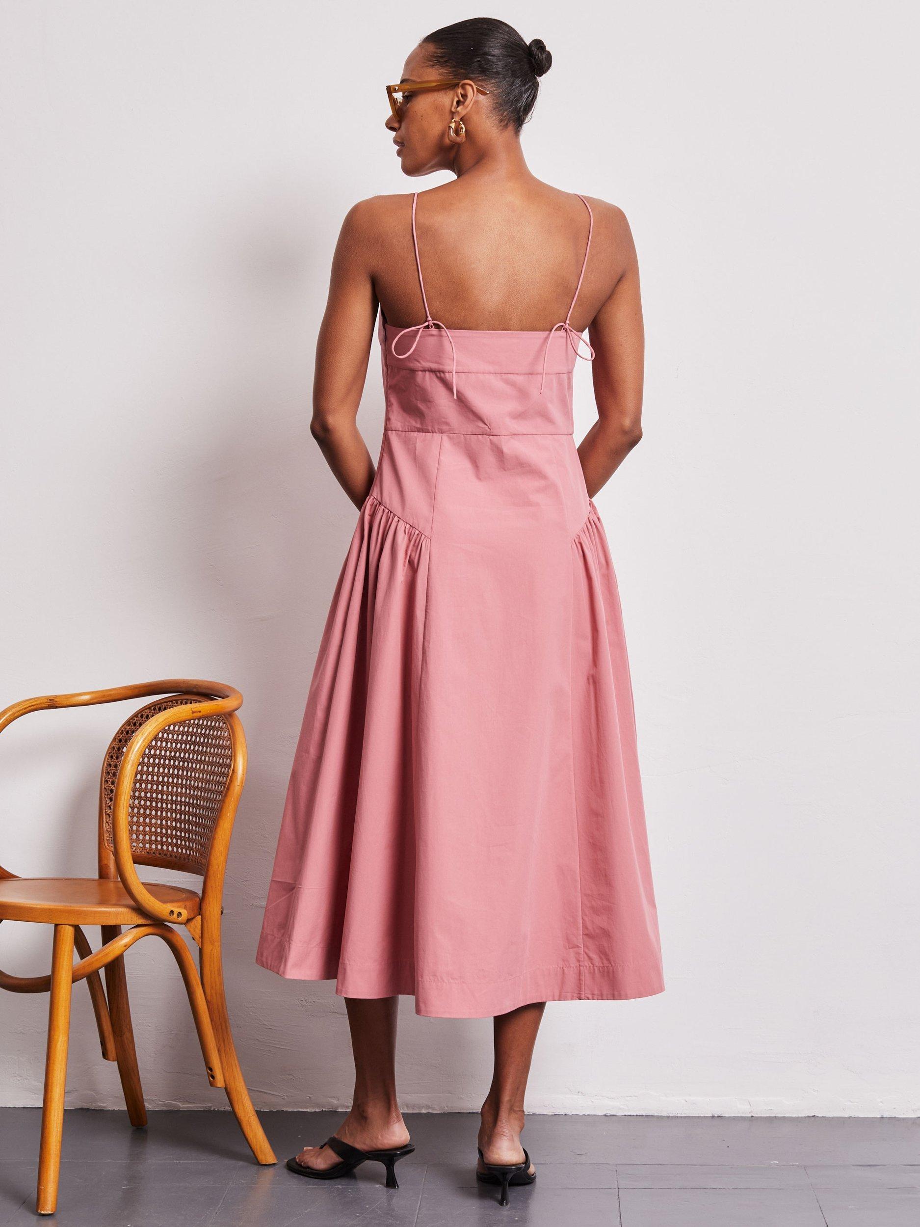 Product image 3 of 5, which shows VIVERE Mabel Seamed Sun Dress, Rose, 8