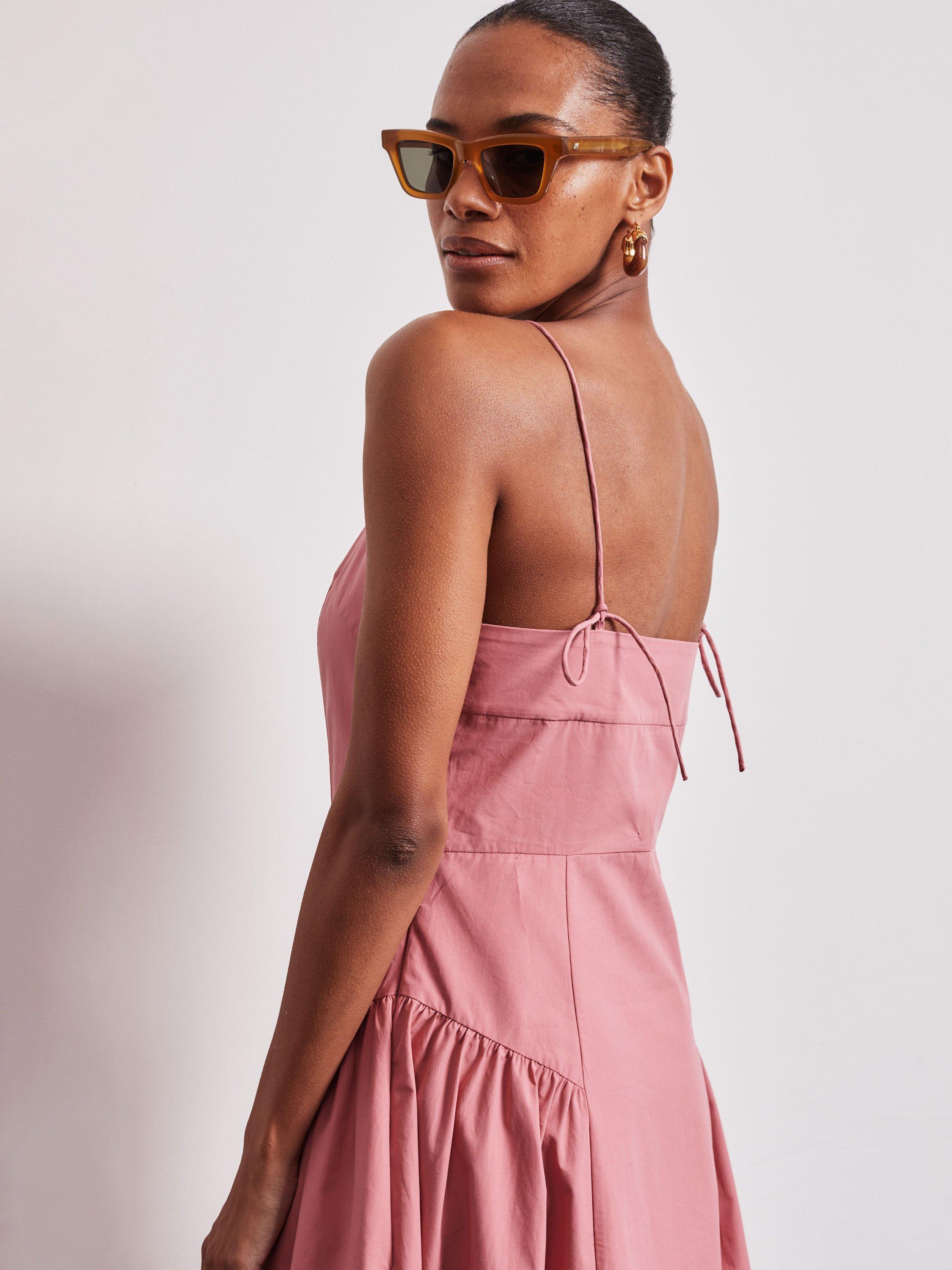 Product image 4 of 5, which shows VIVERE Mabel Seamed Sun Dress, Rose, 8