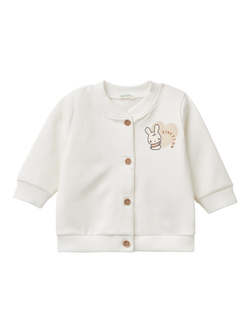 Benetton Baby Bunny Print Cardigan, Off White