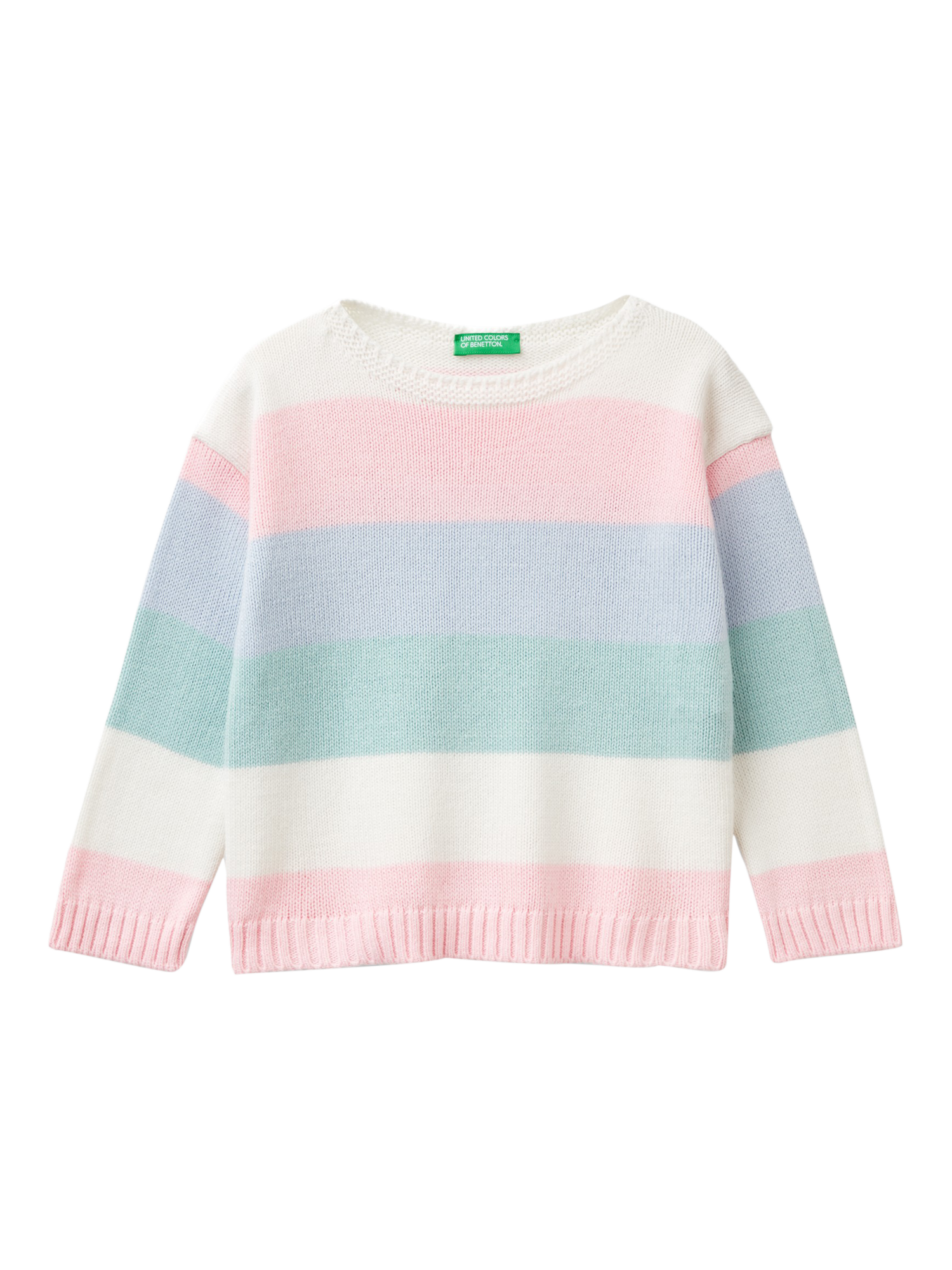Benetton Kids' Stripe Jumper, Pink/Multi