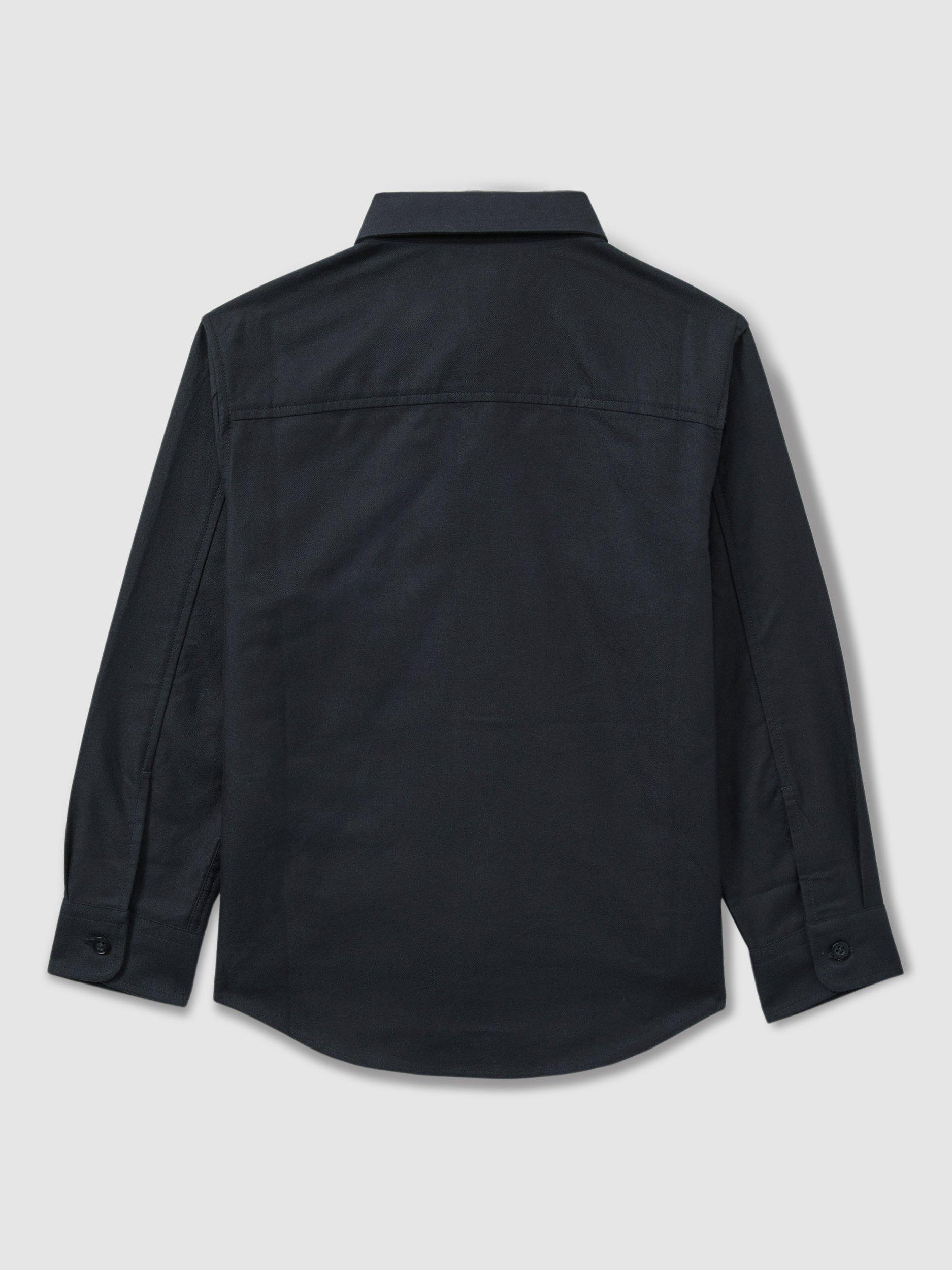 Product image 2 of 3, which shows Reiss Kids' Benton Cotton Regular Fit Logo Shirt, Navy/Camel, 7-8 years