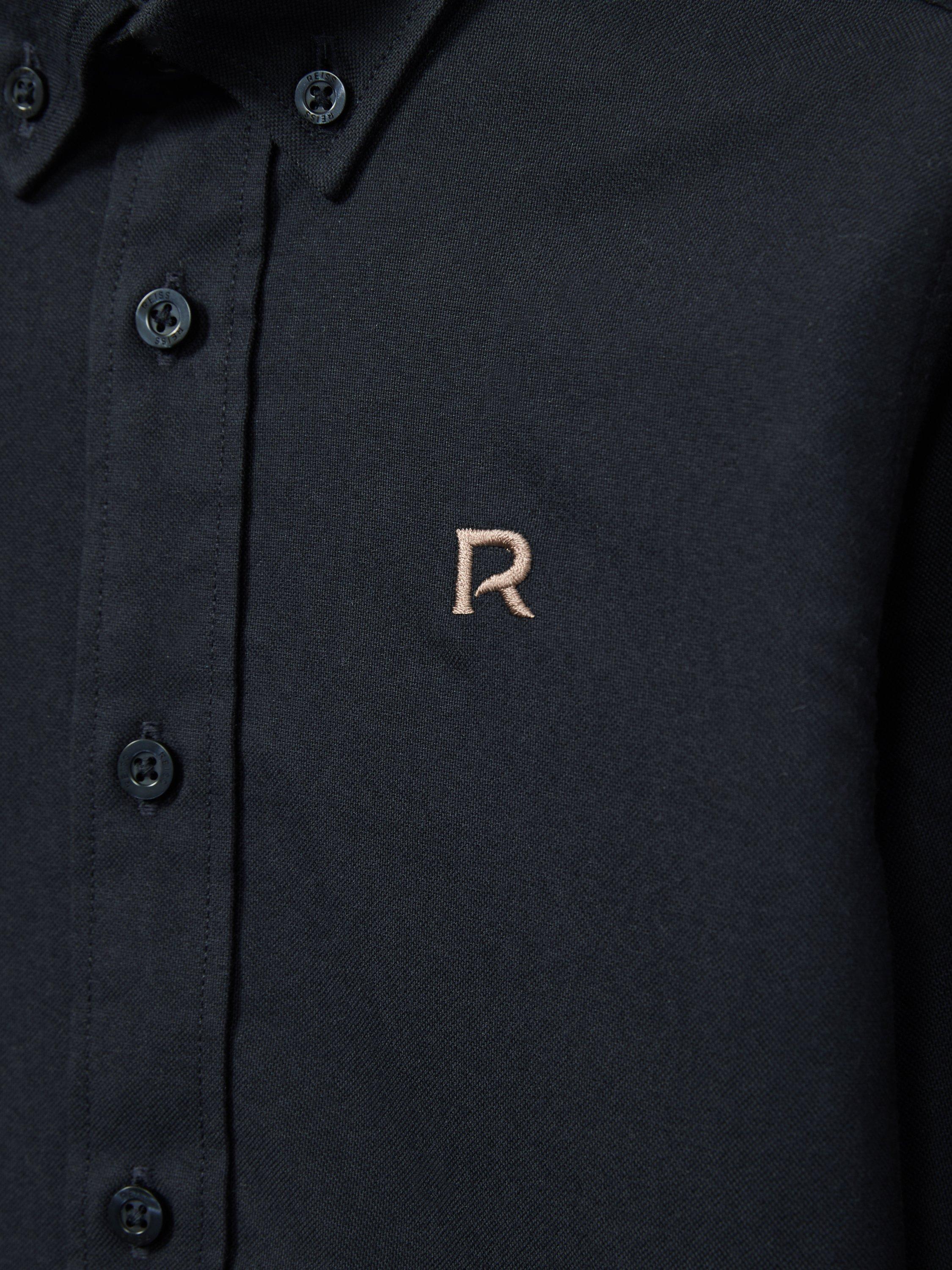 Product image 3 of 3, which shows Reiss Kids' Benton Cotton Regular Fit Logo Shirt, Navy/Camel, 7-8 years