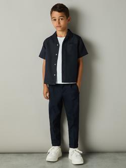 Reiss Kids' Polyester Twill Shirt, Navy, Navy