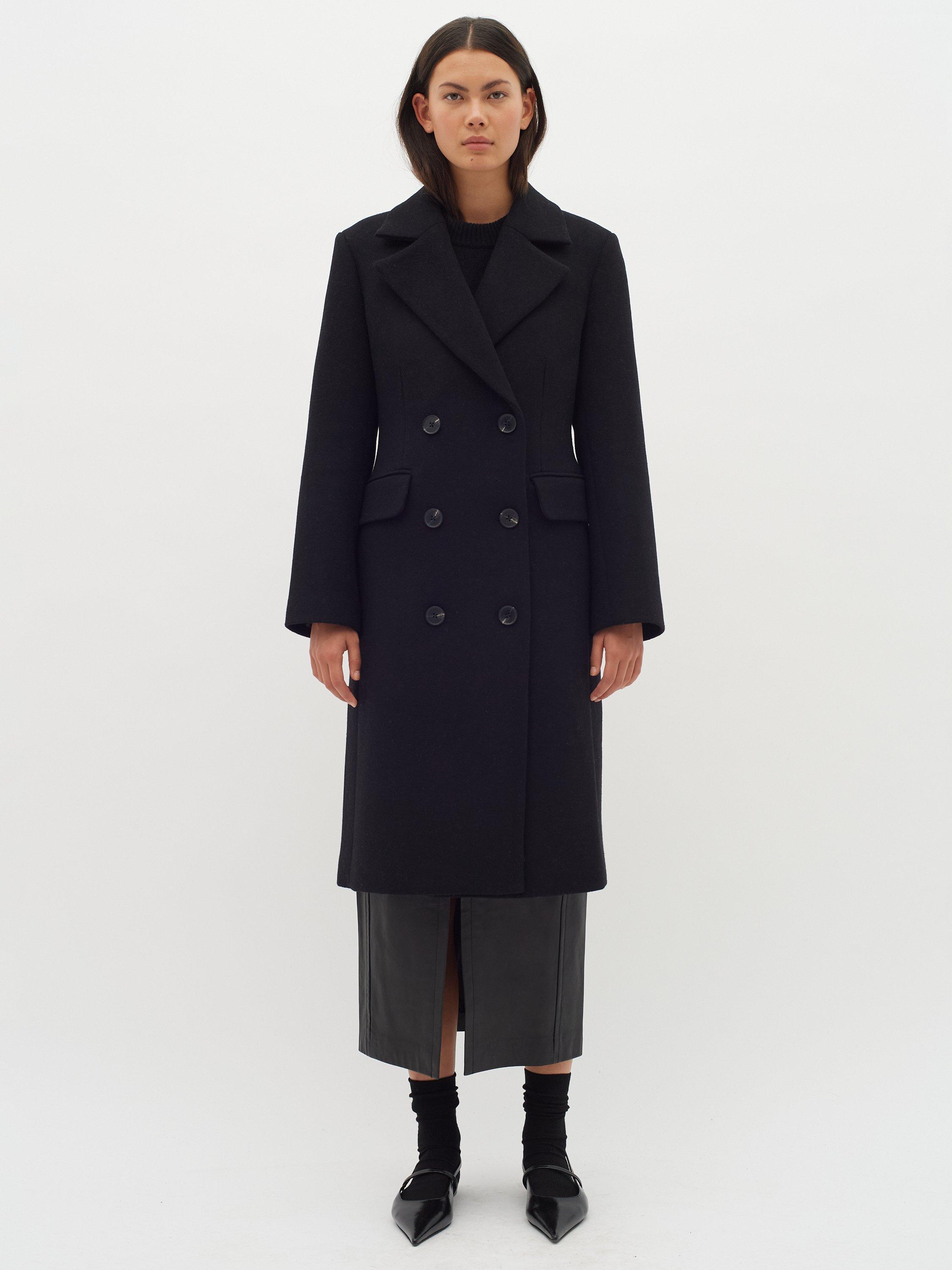 Product image 1 of 6, which shows InWear Thora Wool Blend Coat, Black, 8