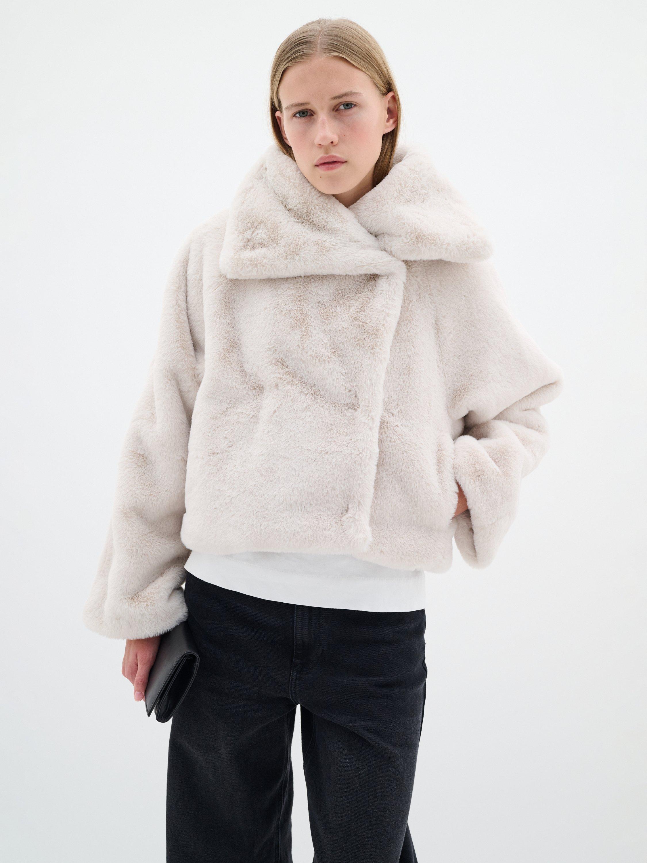 Product image 1 of 5, which shows InWear Yoneko Faux Fur Jacket, Light Beige, 14