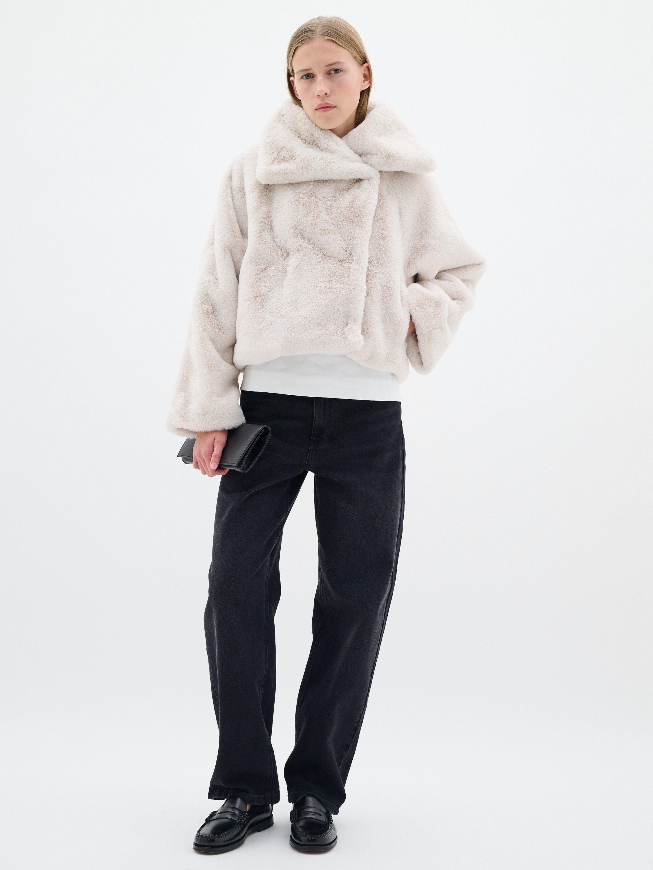 Product image 3 of 5, which shows InWear Yoneko Faux Fur Jacket, Light Beige, 14