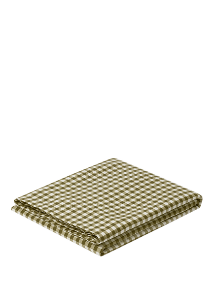 Piglet in Bed Gingham Linen Blend Flat Sheet - view 2, Botanical Green