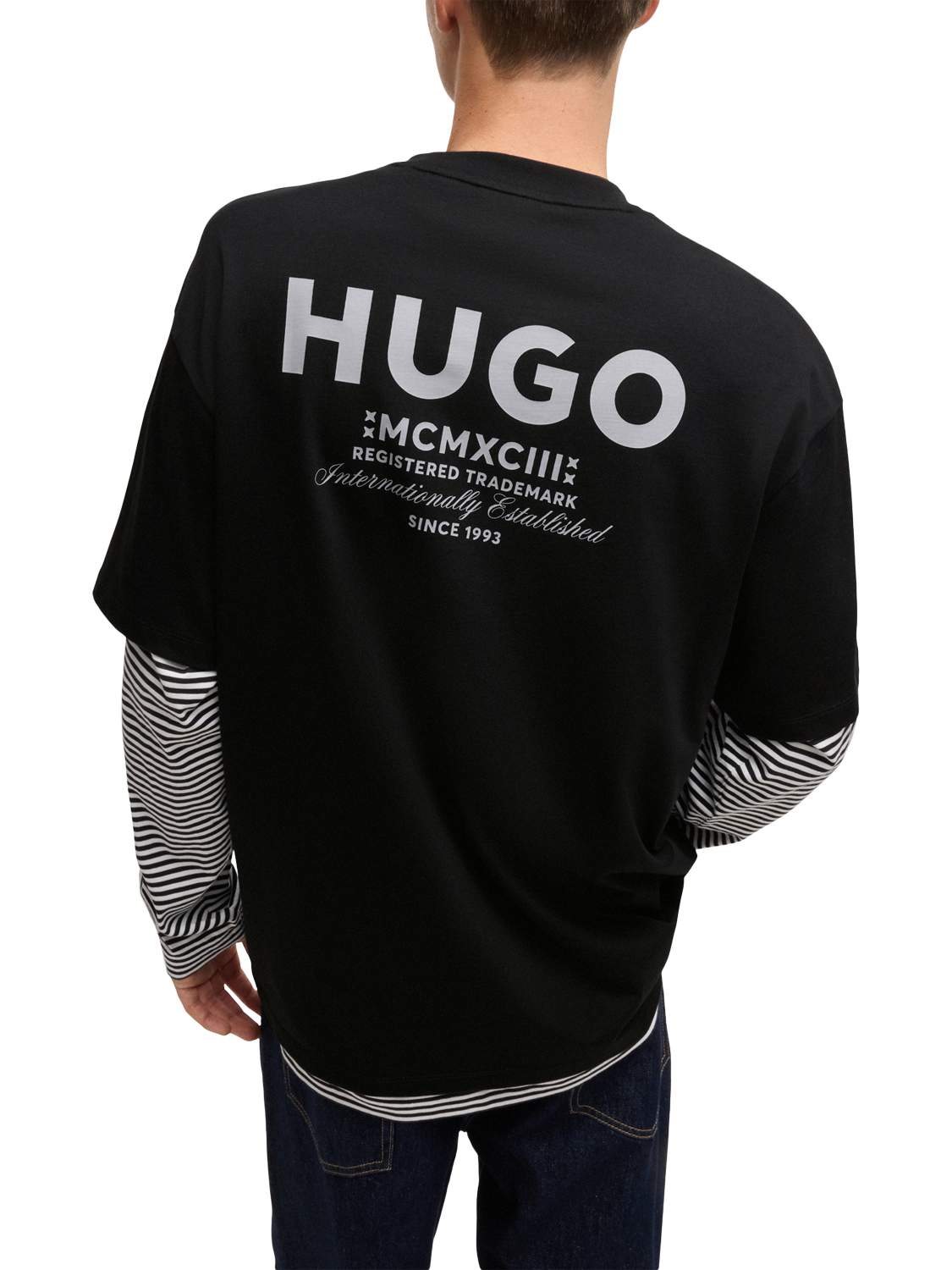 Product image 2 of 6, which shows HUGO Cotton Regular Fit Short Sleeve Logo T-Shirt, Black, M