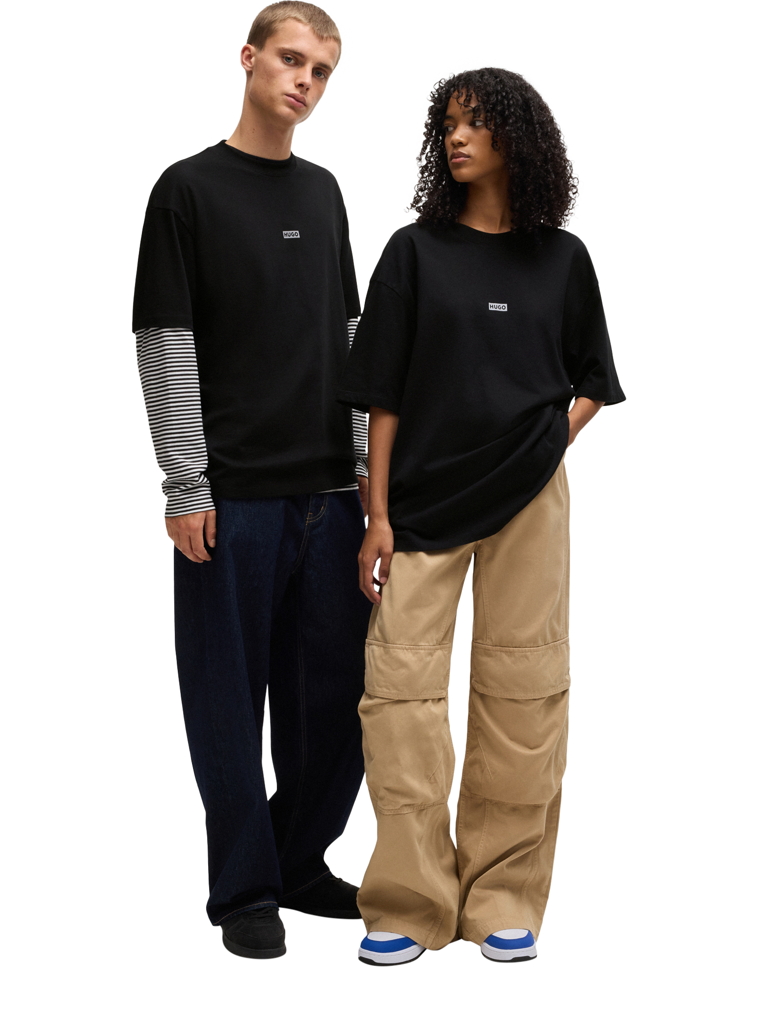 Product image 3 of 6, which shows HUGO Cotton Regular Fit Short Sleeve Logo T-Shirt, Black, M