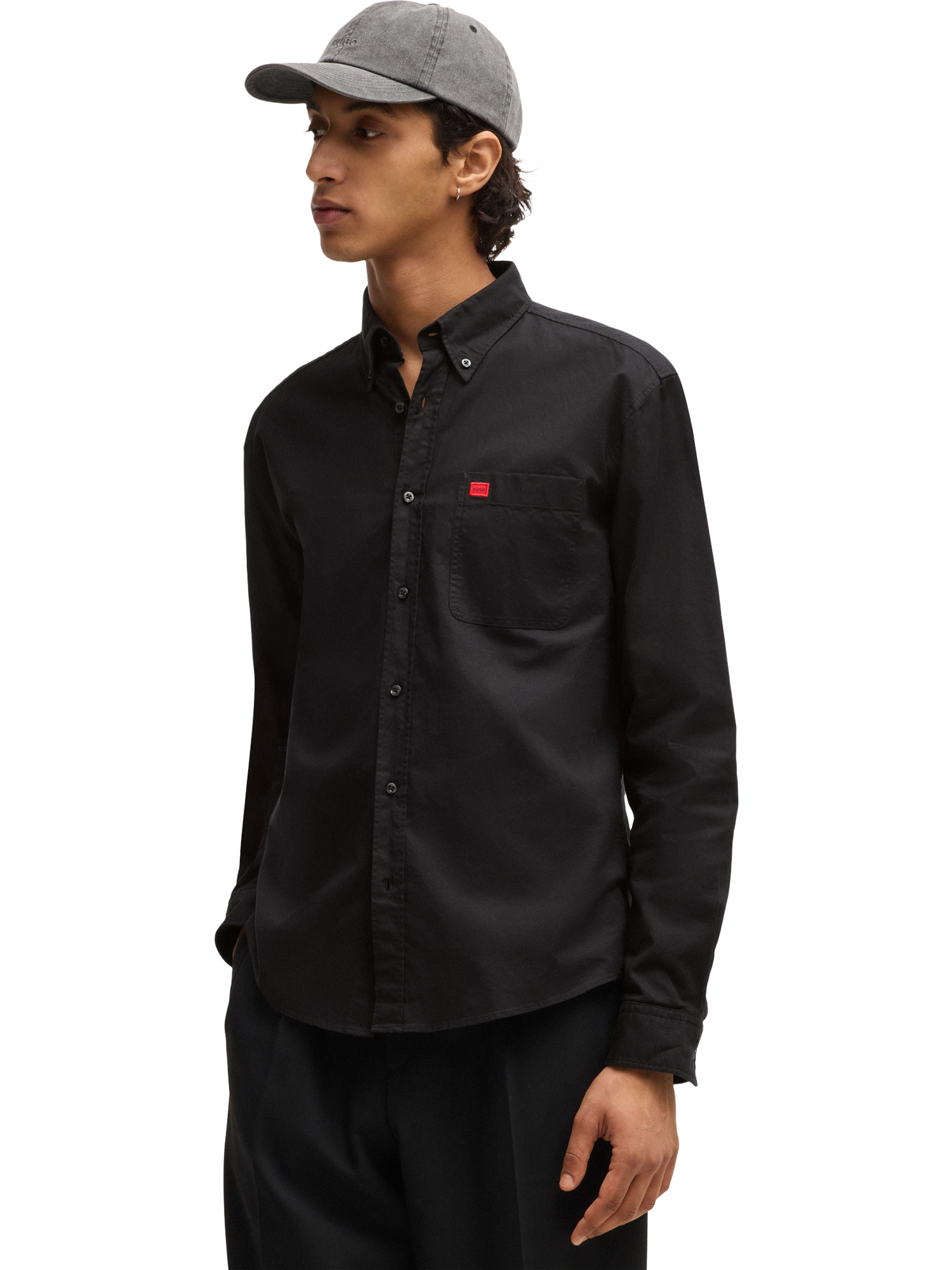 Product image 1 of 6, which shows HUGO Cotton Slim Fit Shirt, Black, L