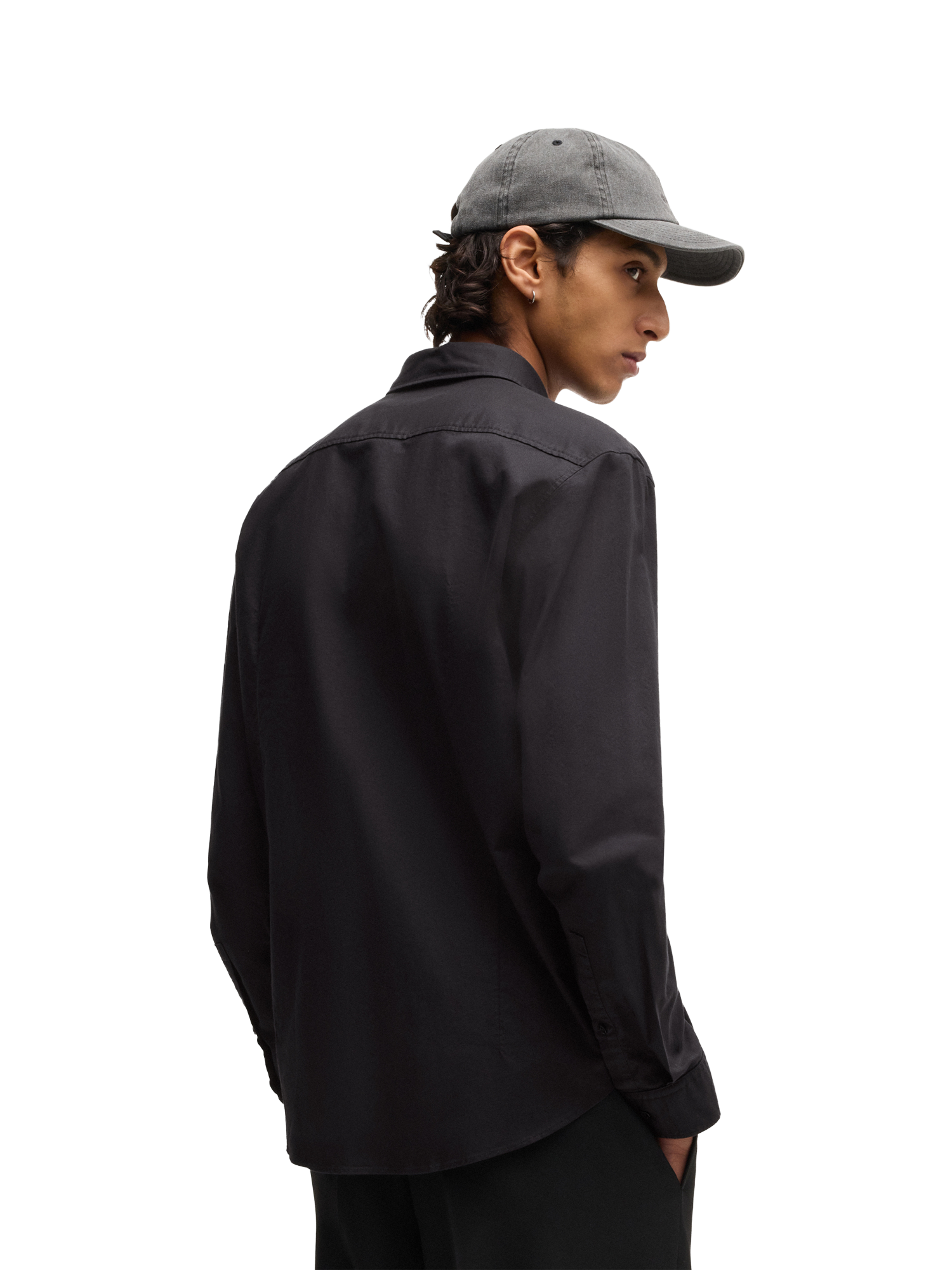 Product image 2 of 6, which shows HUGO Cotton Slim Fit Shirt, Black, L