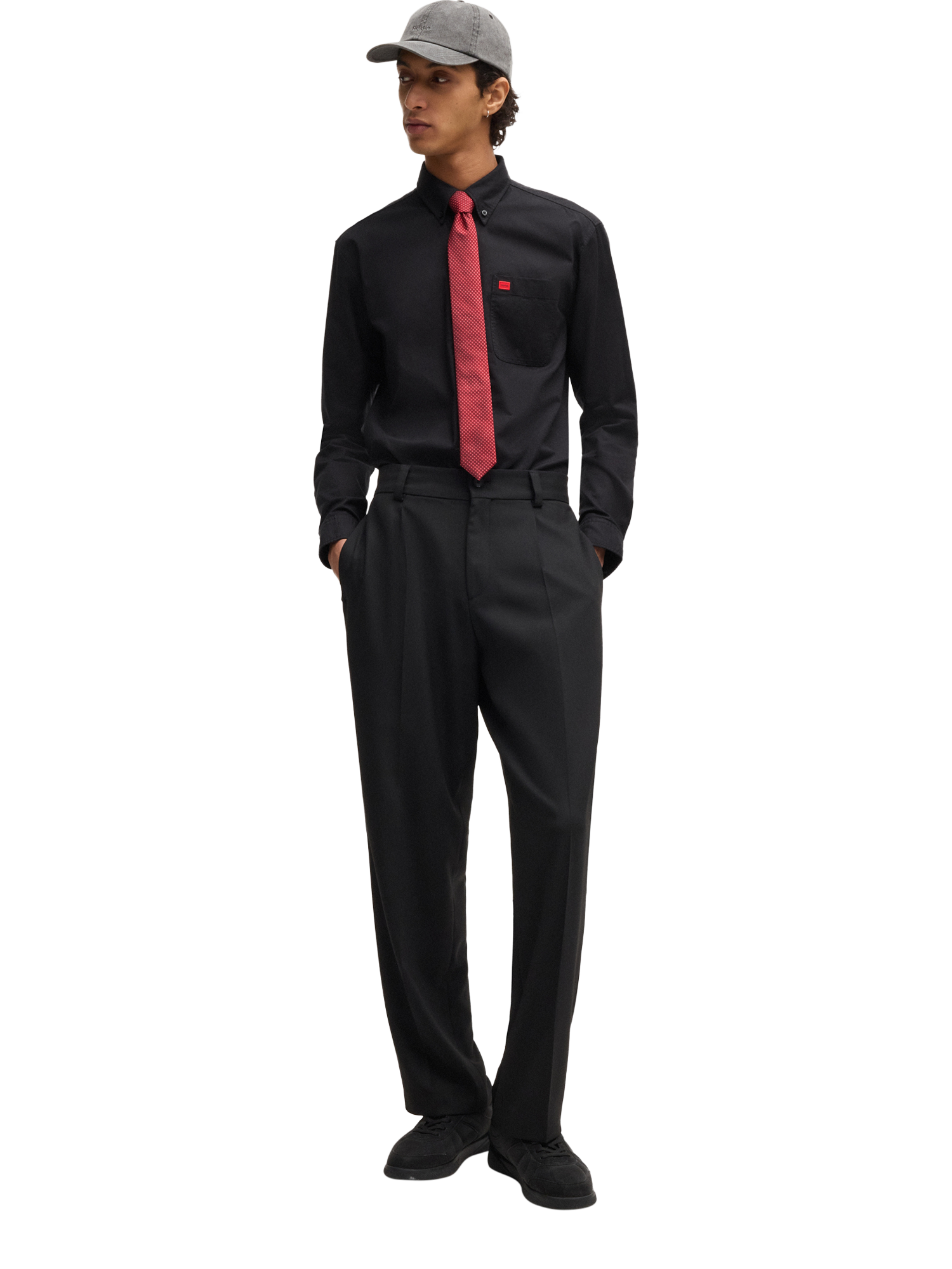 Product image 3 of 6, which shows HUGO Cotton Slim Fit Shirt, Black, L