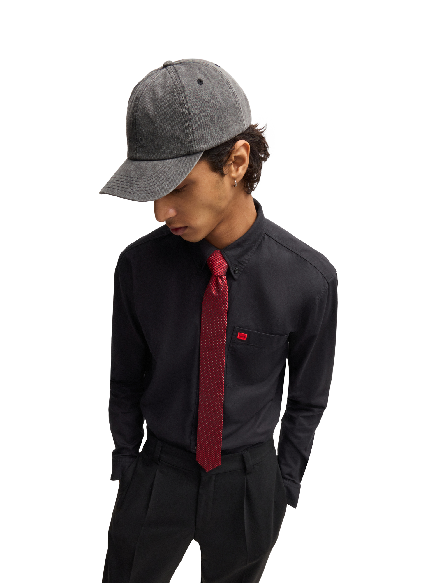 Product image 6 of 6, which shows HUGO Cotton Slim Fit Shirt, Black, L