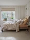 Piglet in Bed Gingham Linen Blend Fitted Sheet, Mushroom