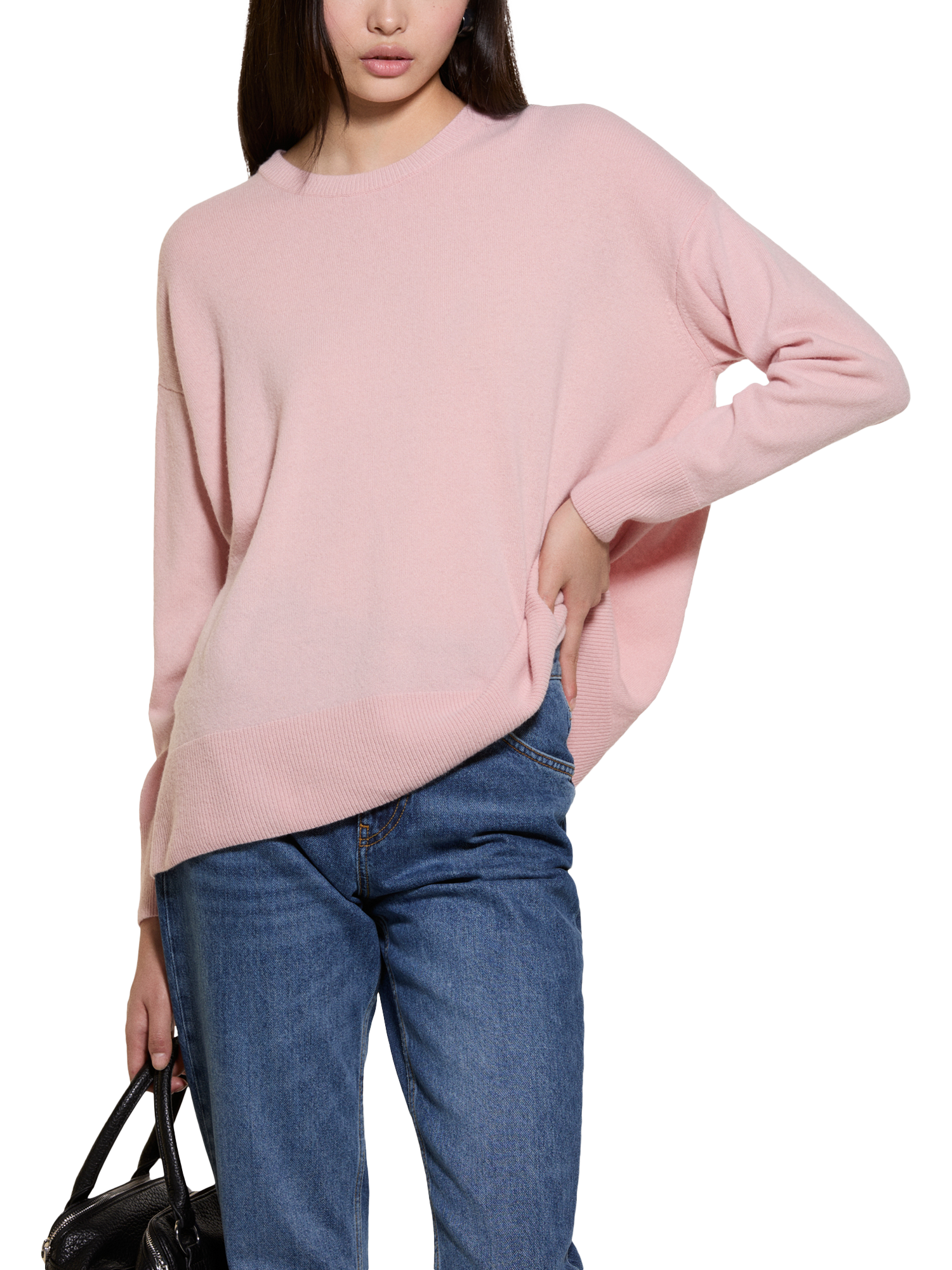 SISLEY Crew Neck Wool Rich Jumper, Light Pink