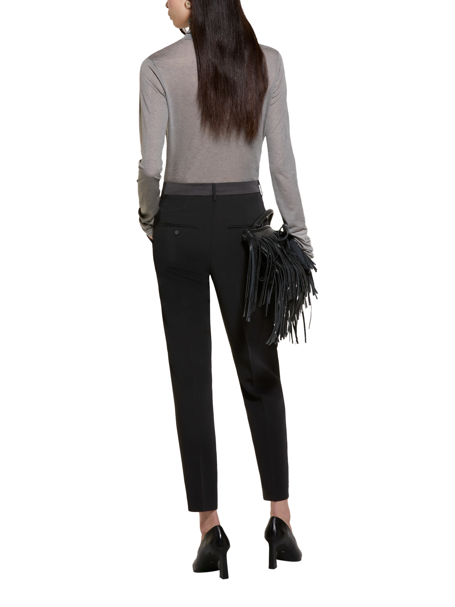 Product image 2 of 5, which shows SISLEY Ruffle Cuff Long Sleeve Top, Grey, S