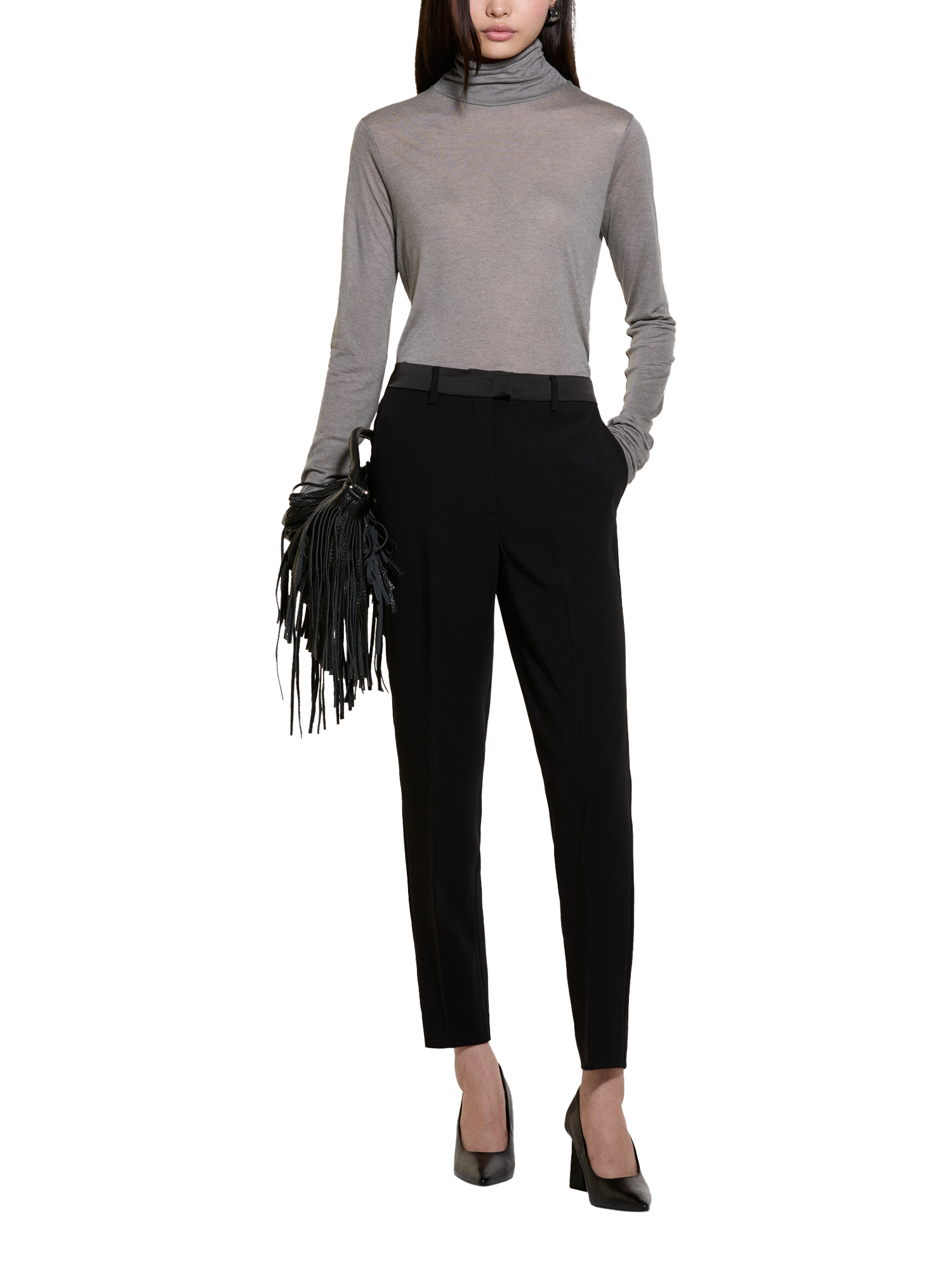 Product image 3 of 5, which shows SISLEY Ruffle Cuff Long Sleeve Top, Grey, S